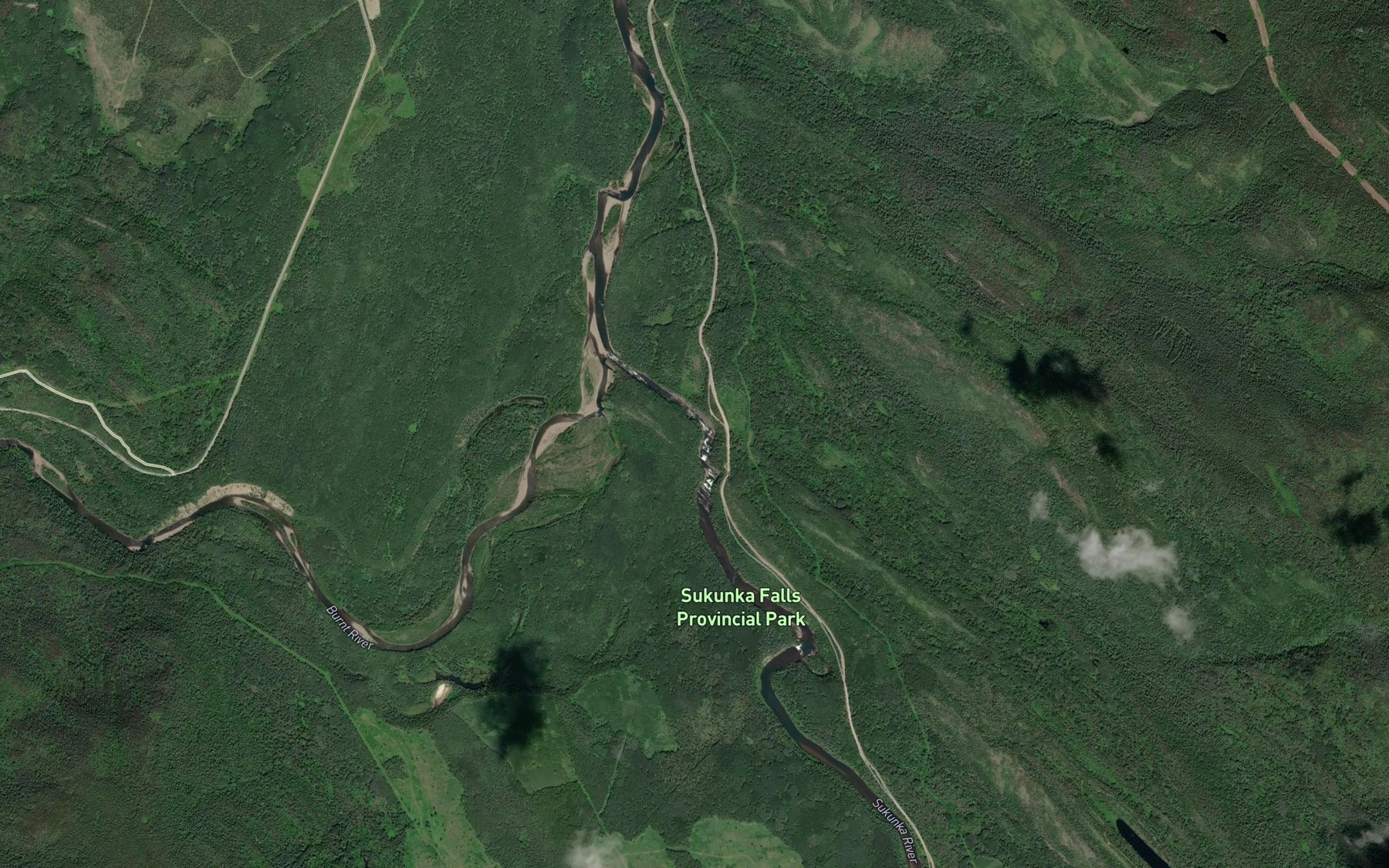 Satellite map of the Burnt River