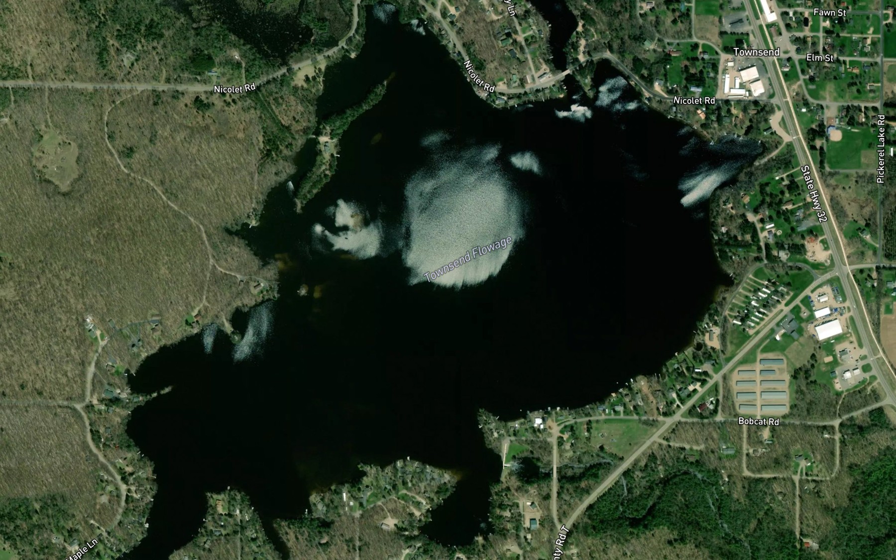Satellite map of the Townsend Flowage