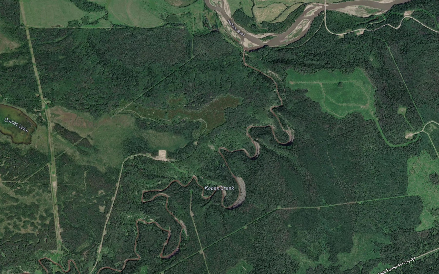 Satellite map of the Kobes Creek