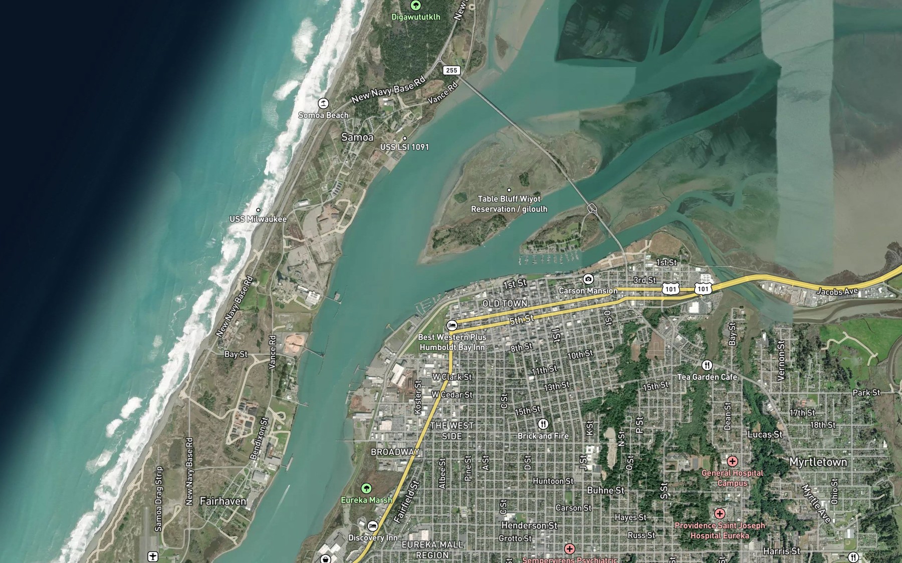 Satellite map of the Eureka Channel