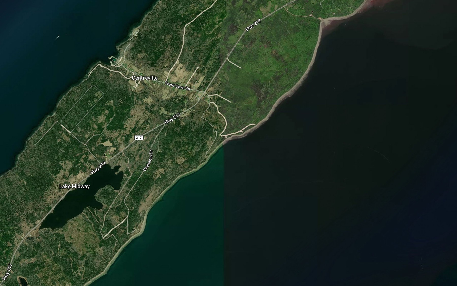 Satellite map of the Log Cove