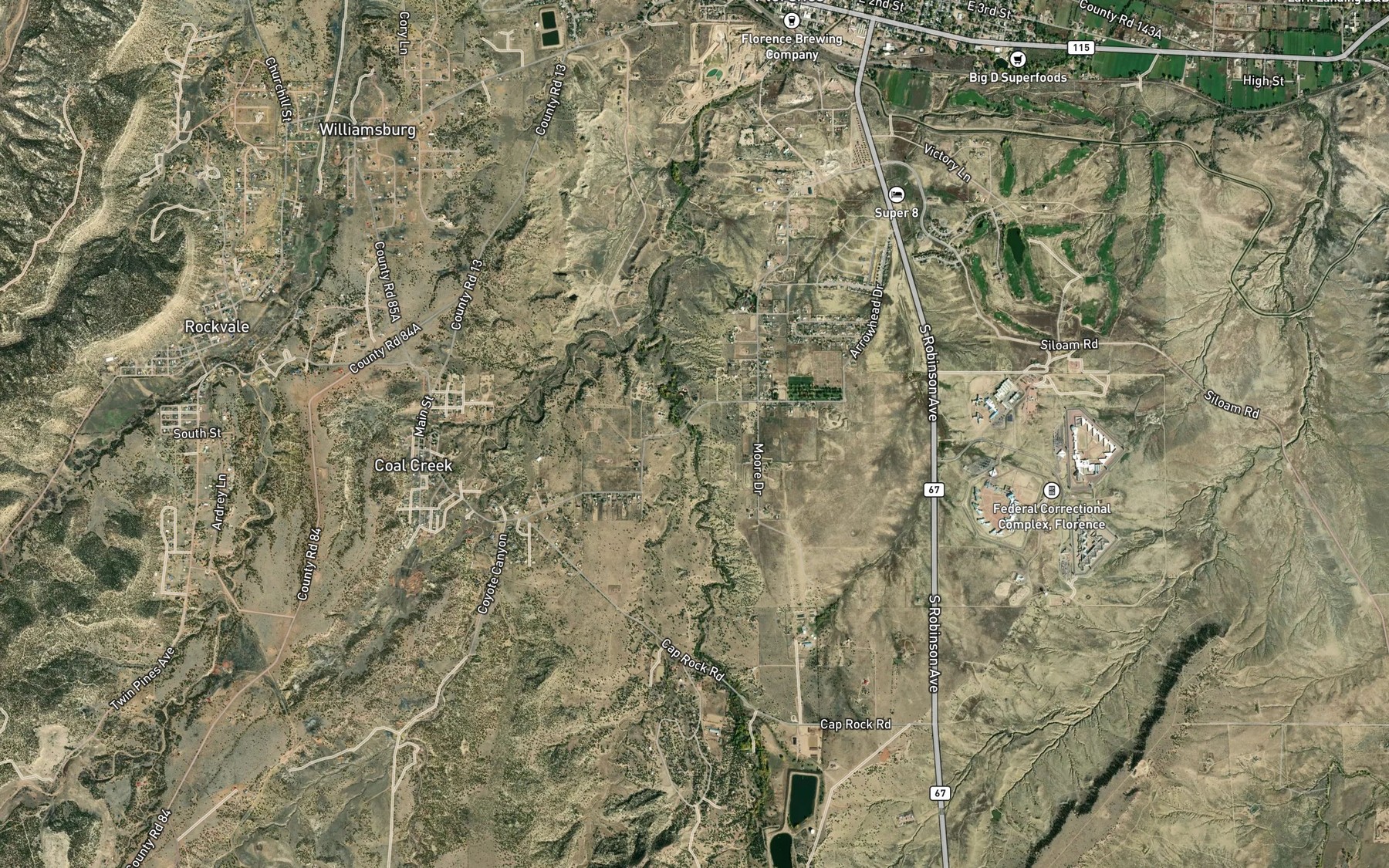 Satellite map of the Second Alkali Creek