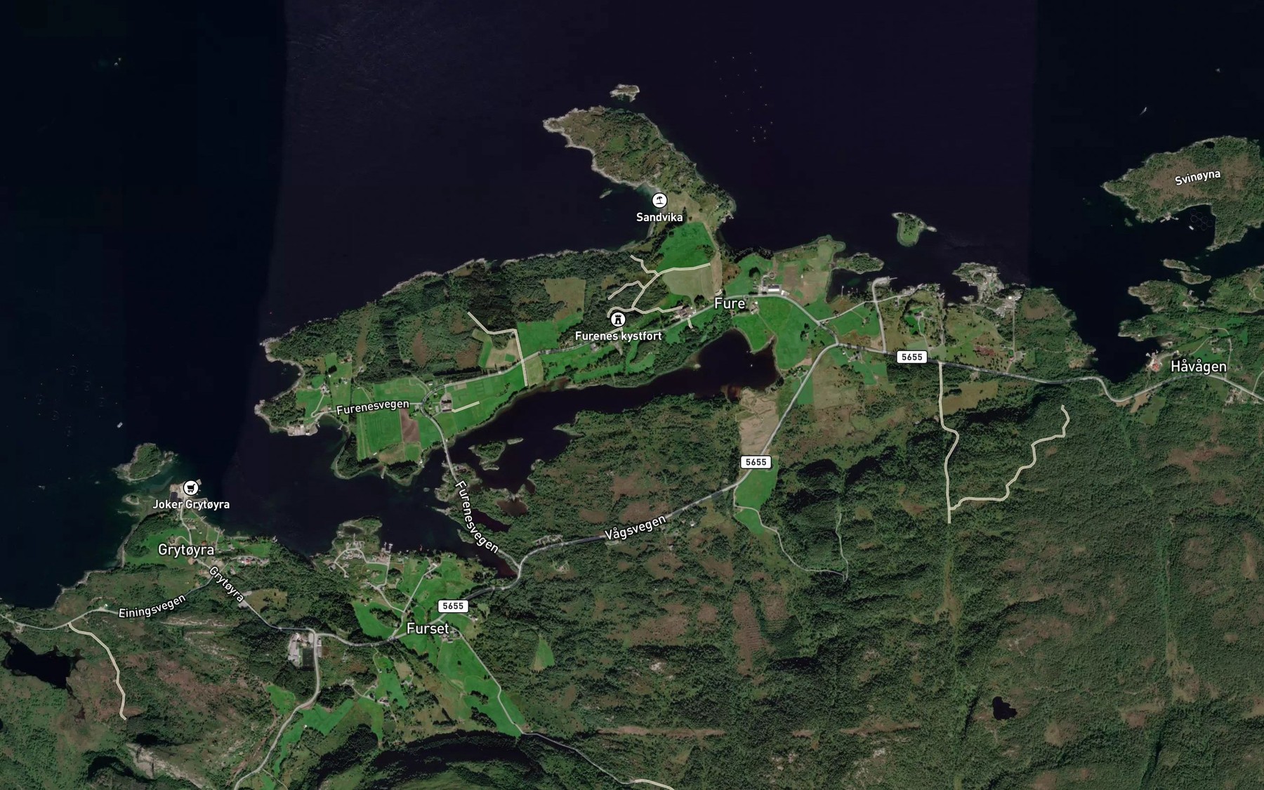 Satellite map of the Furevagen