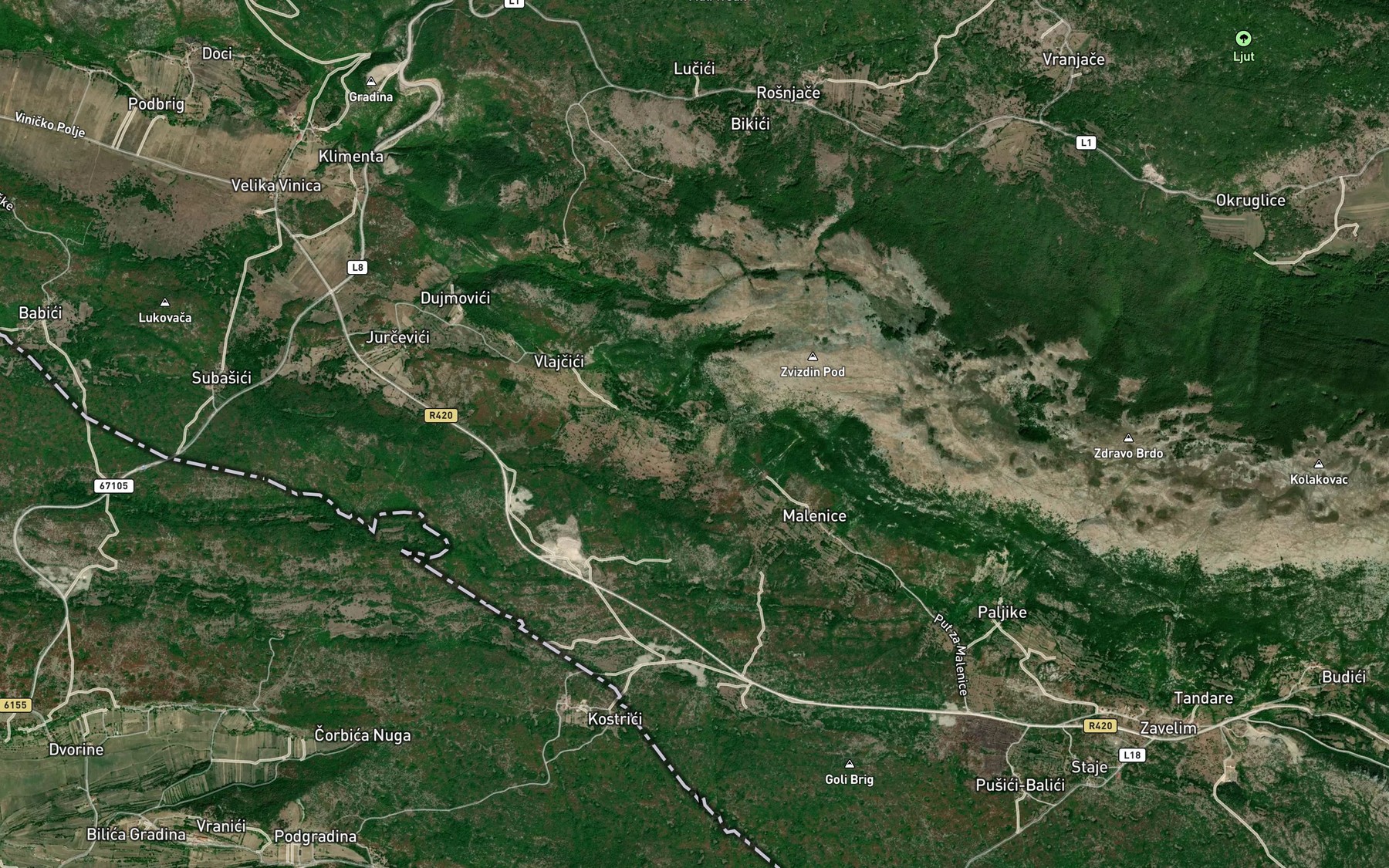 Satellite map of the Srednja Cesma
