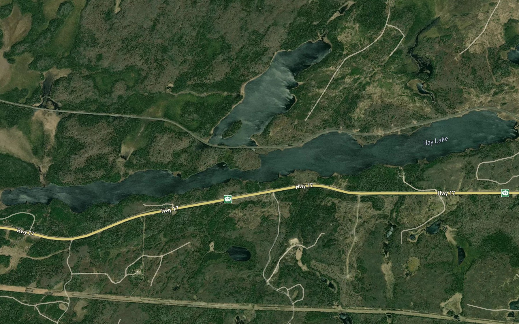 Satellite map of the Hay Lake
