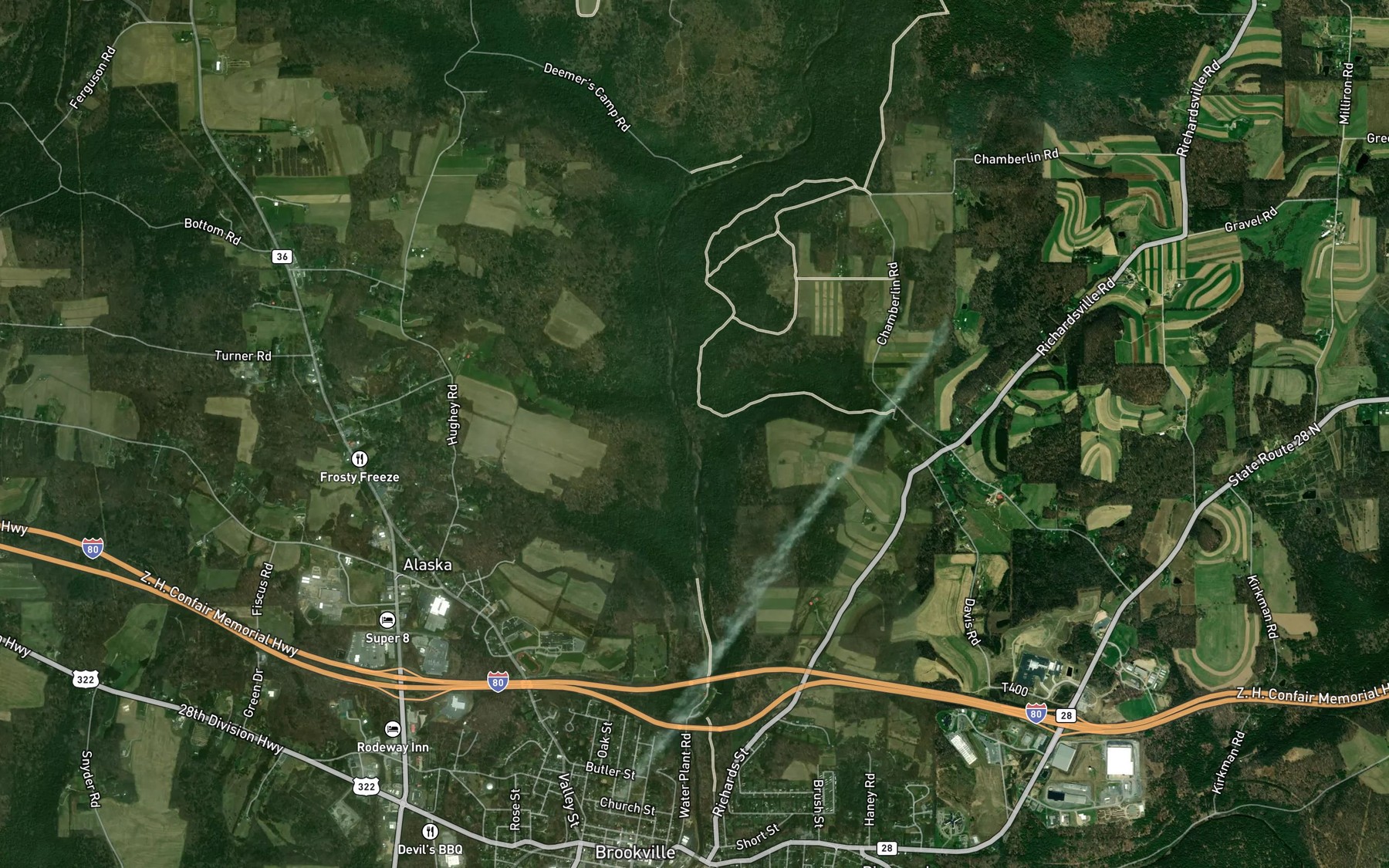 Satellite map of the Sugarcamp Run