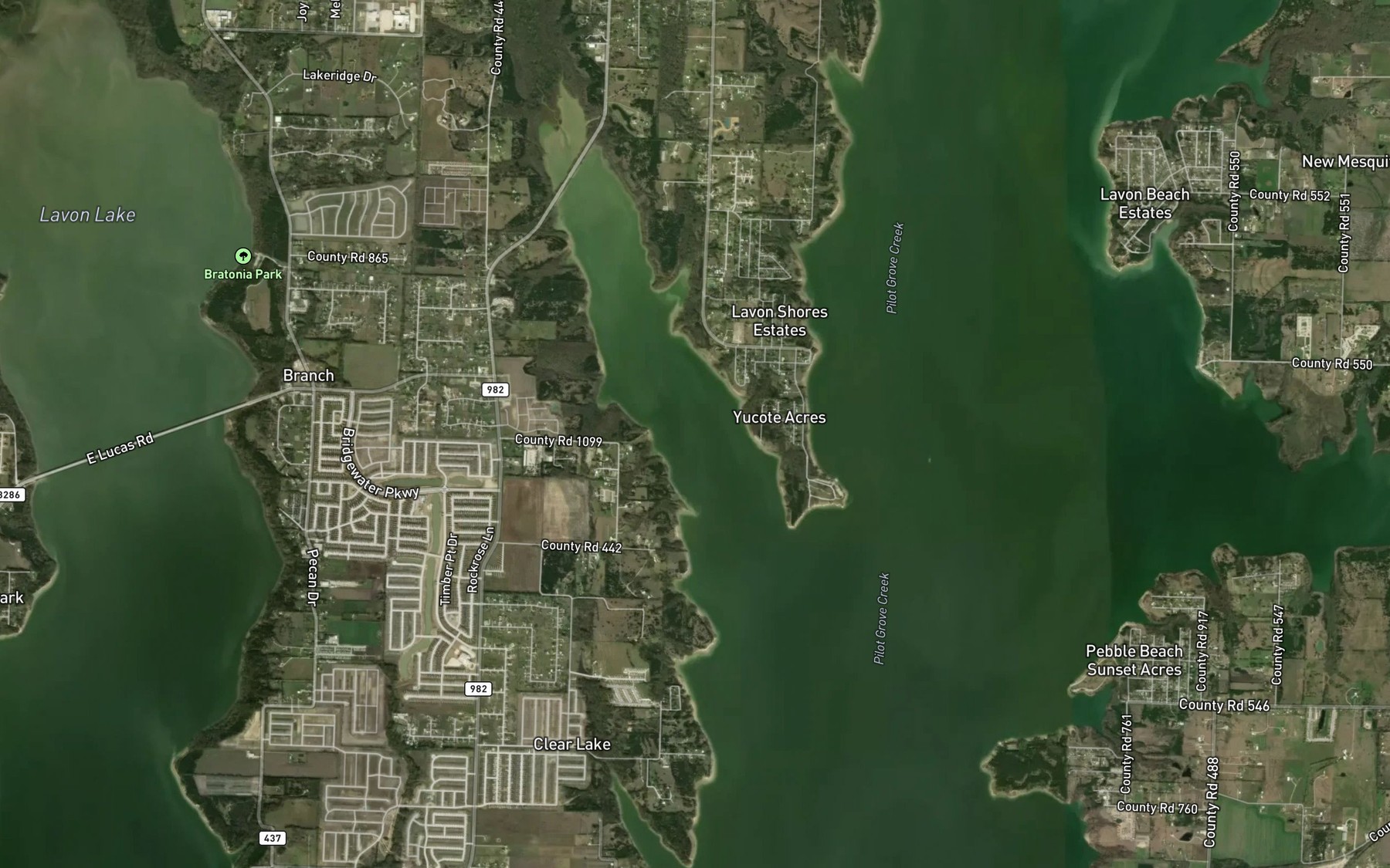 Satellite map of the Ticky Creek