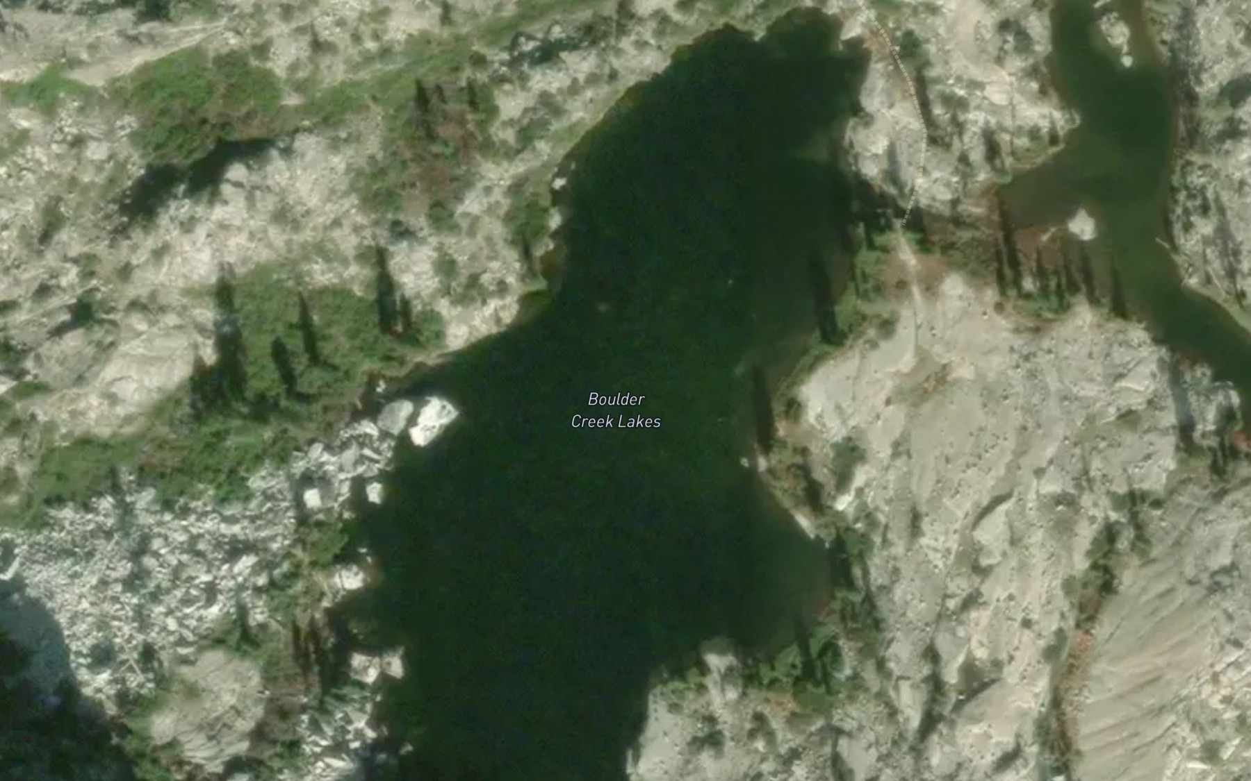 Satellite map of the Boulder Creek Lakes