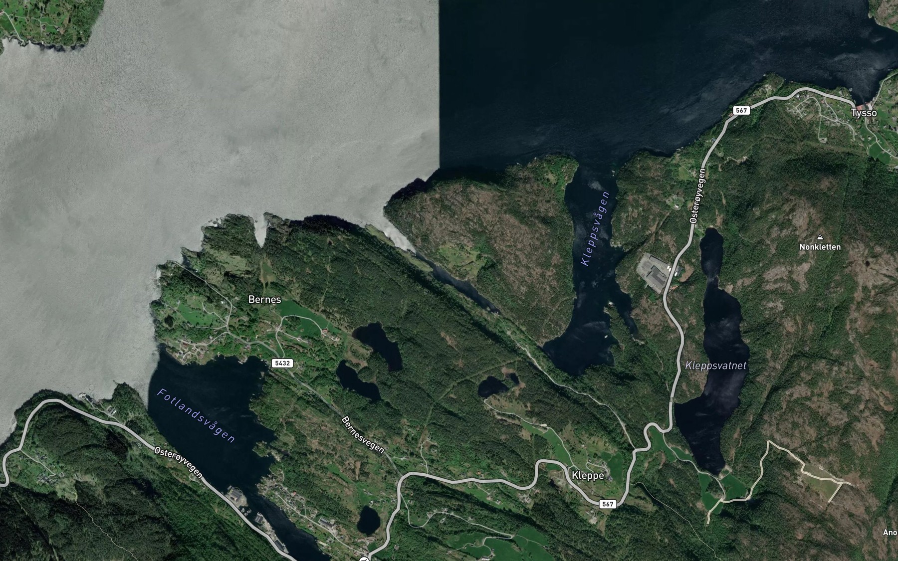 Satellite map of the Drangevagen