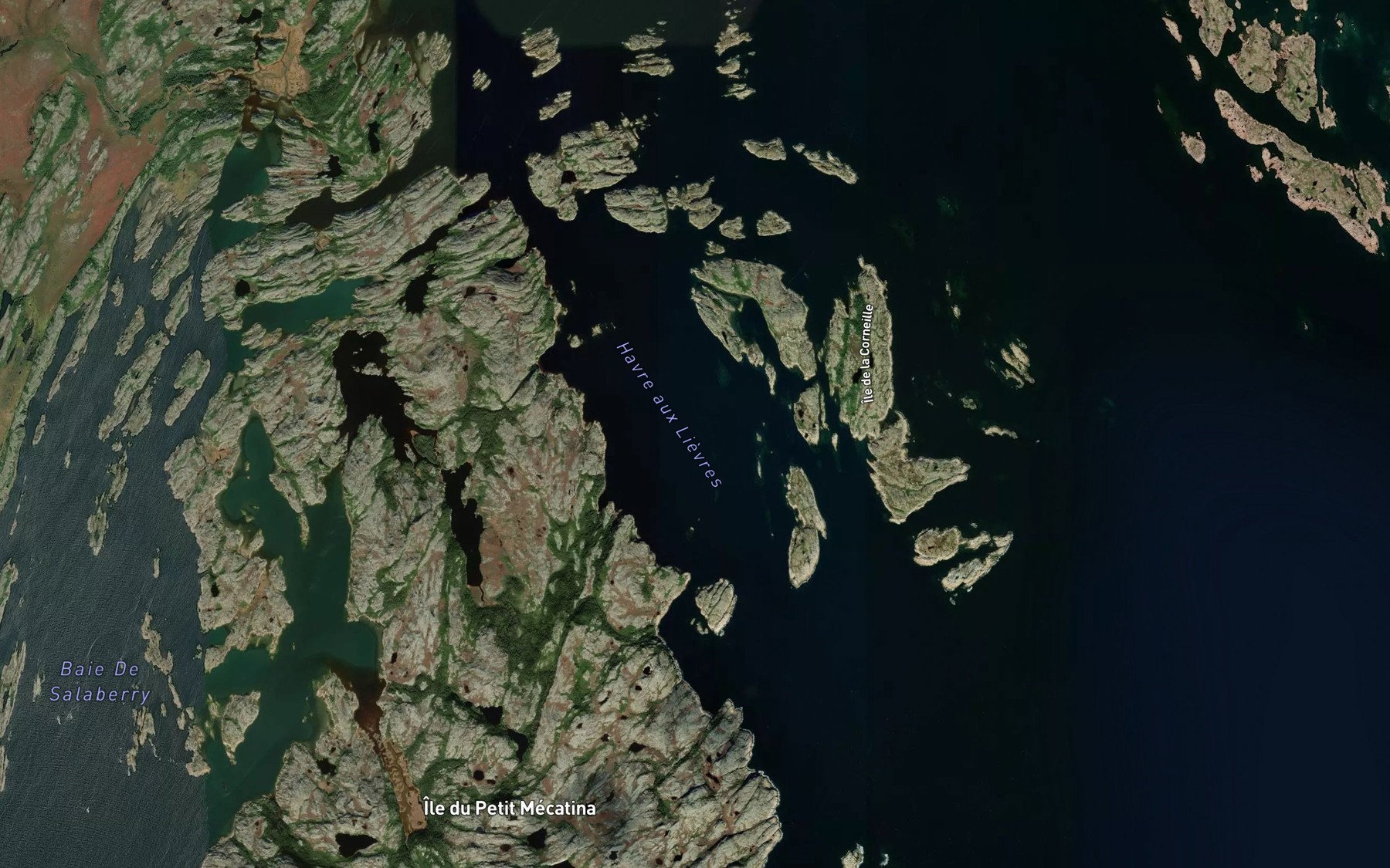 Satellite map of the Havre aux Lievres