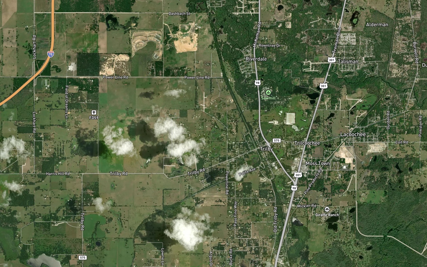 Satellite map of the Croft Pond