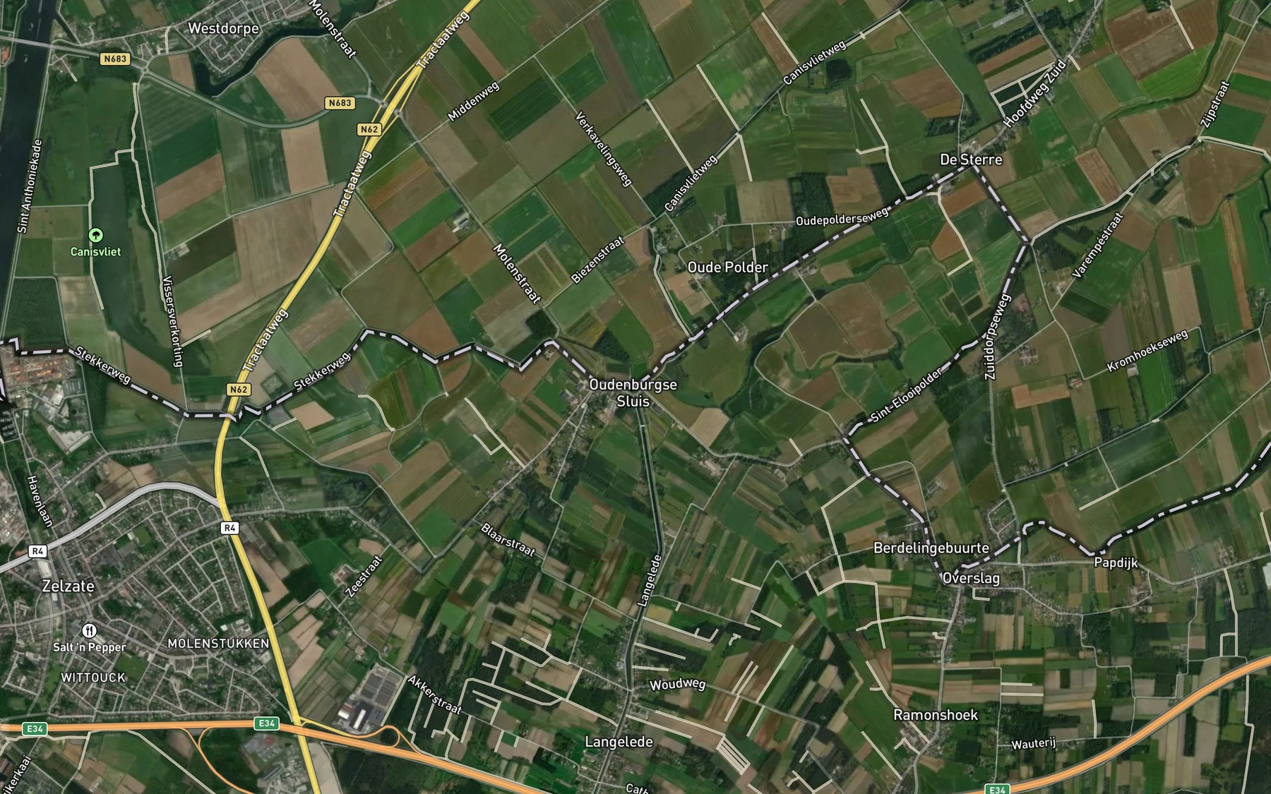 Satellite map of the Langelede