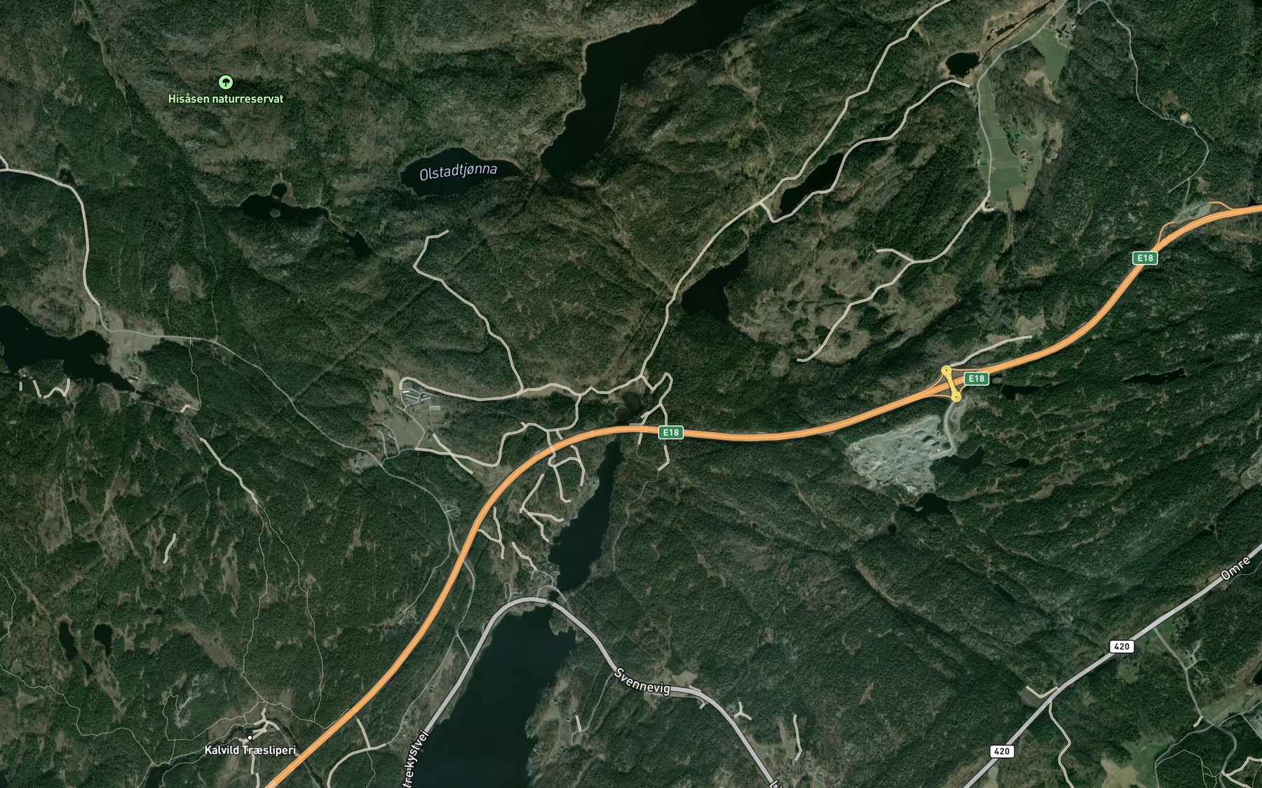 Satellite map of the Kilebunnen