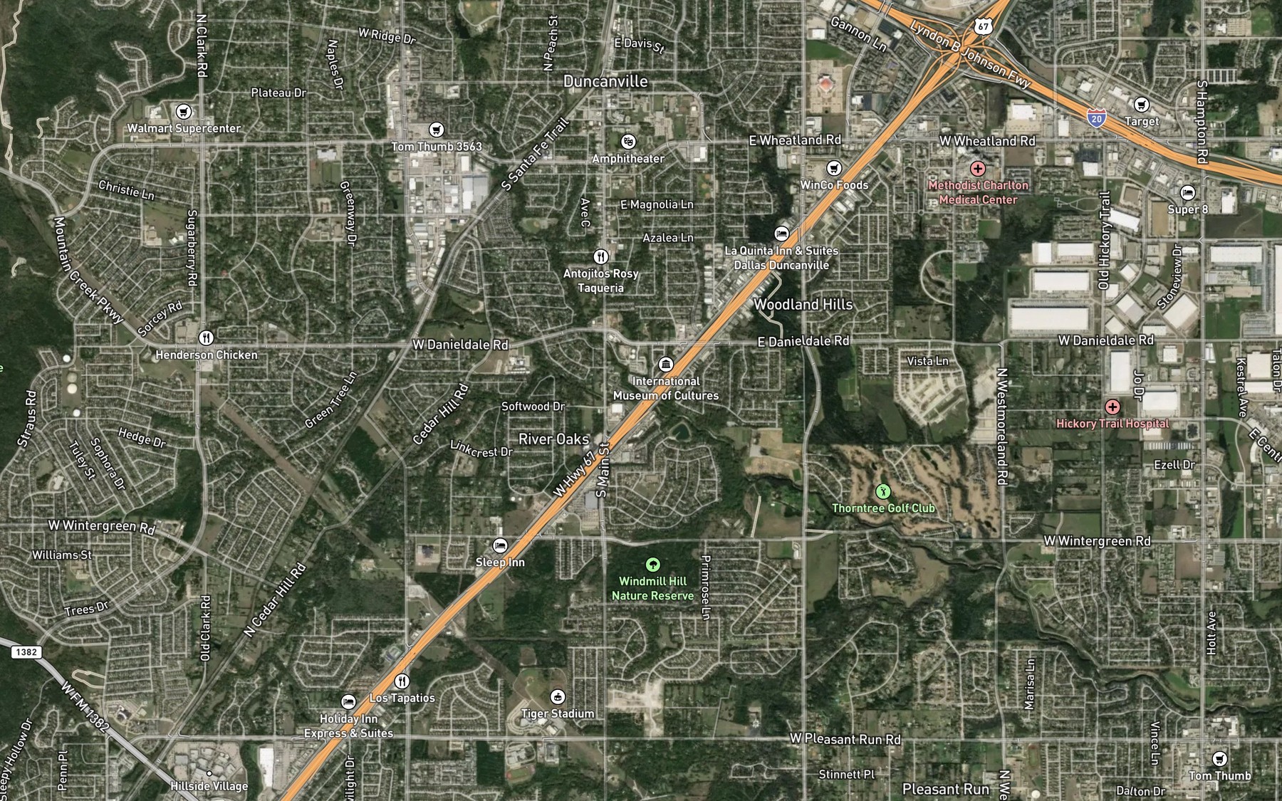 Satellite map of the Hornet Branch