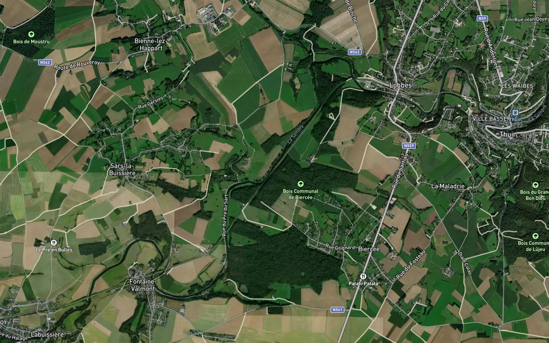 Satellite map of the Ruisseau de Villers