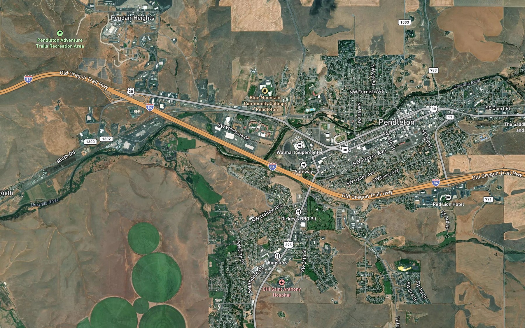 Satellite map of the Tutuilla Creek