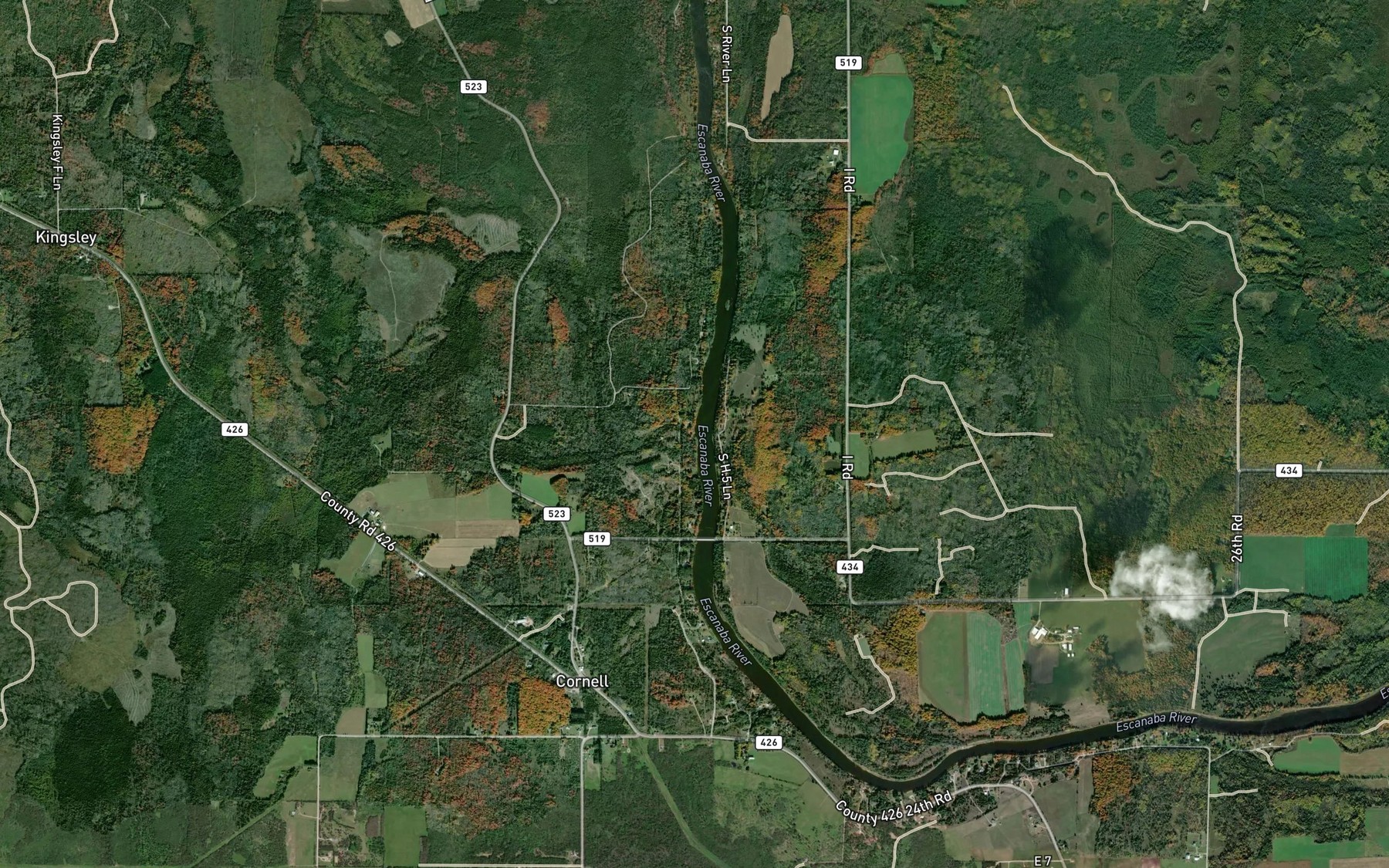 Satellite map of the Bobs Creek