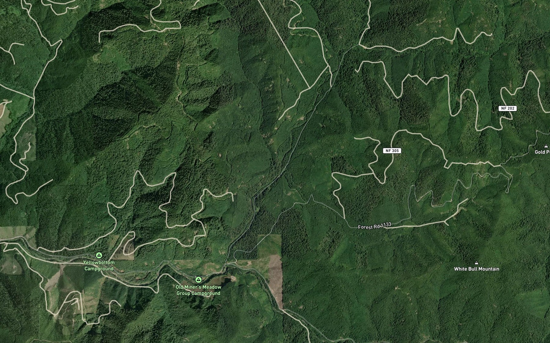 Satellite map of the Beverly Creek