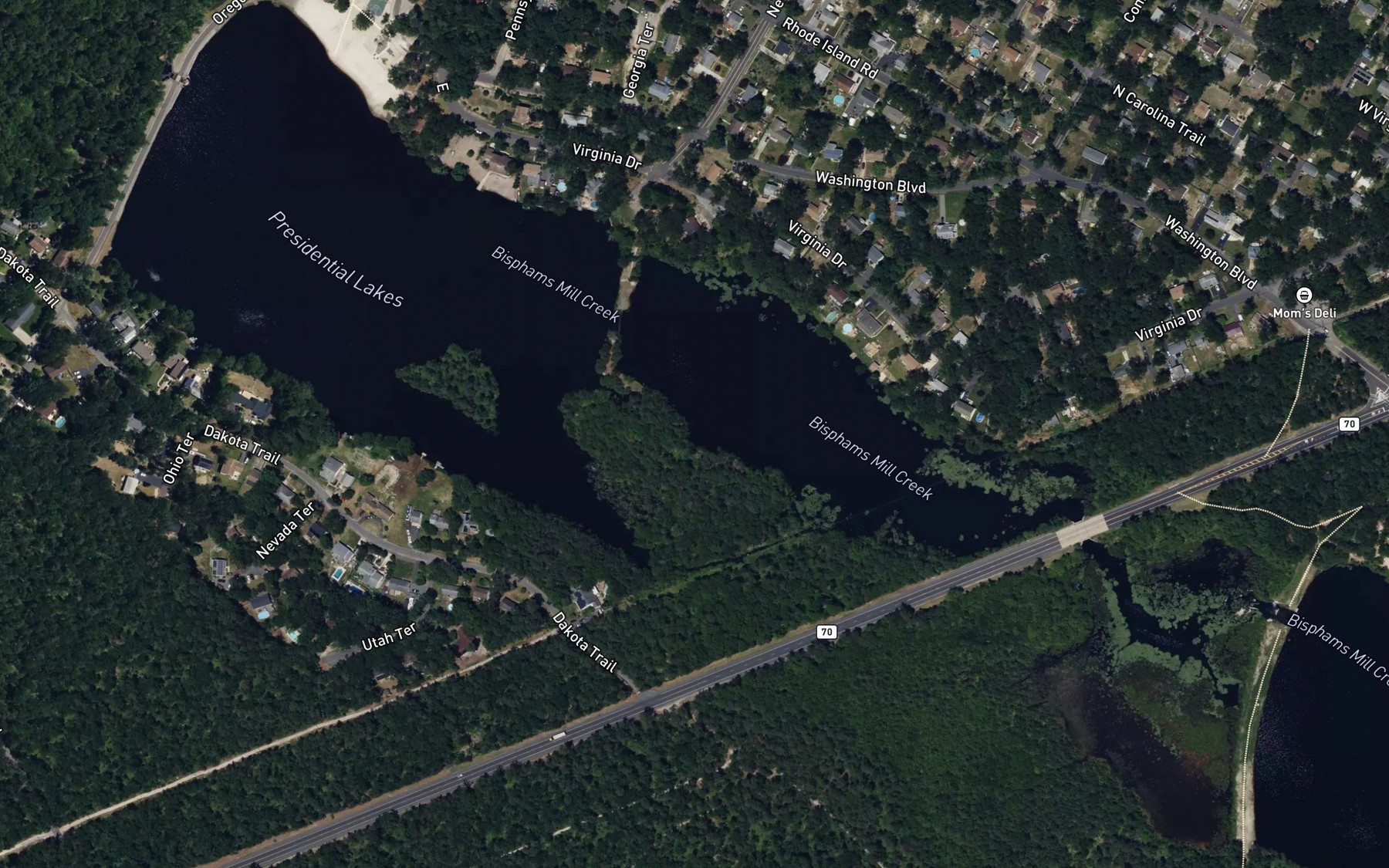 Satellite map of the Presidential Lakes