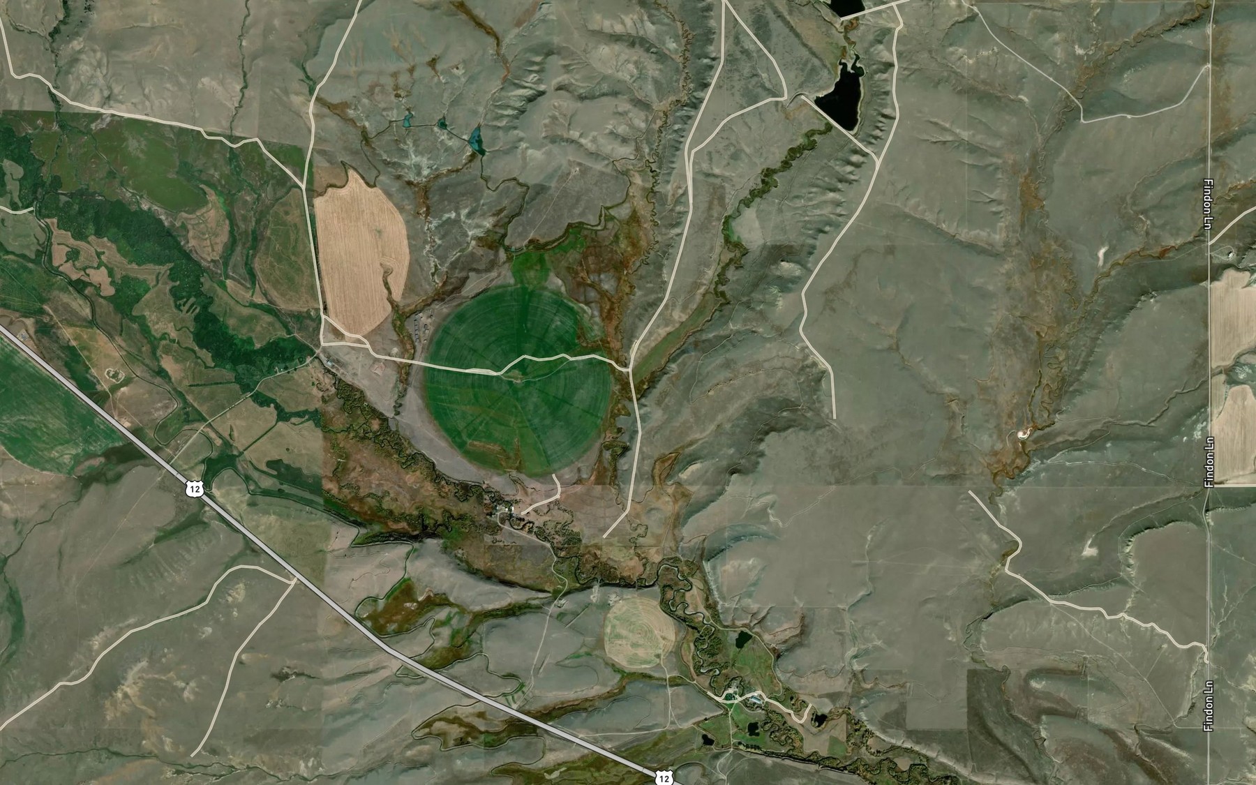 Satellite map of the Alkali Creek