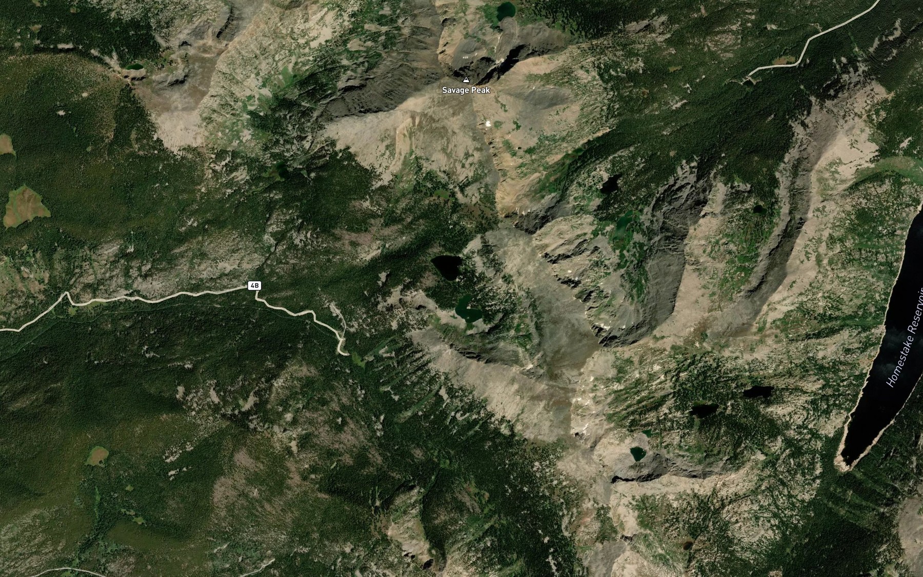 Satellite map of the Savage Lakes