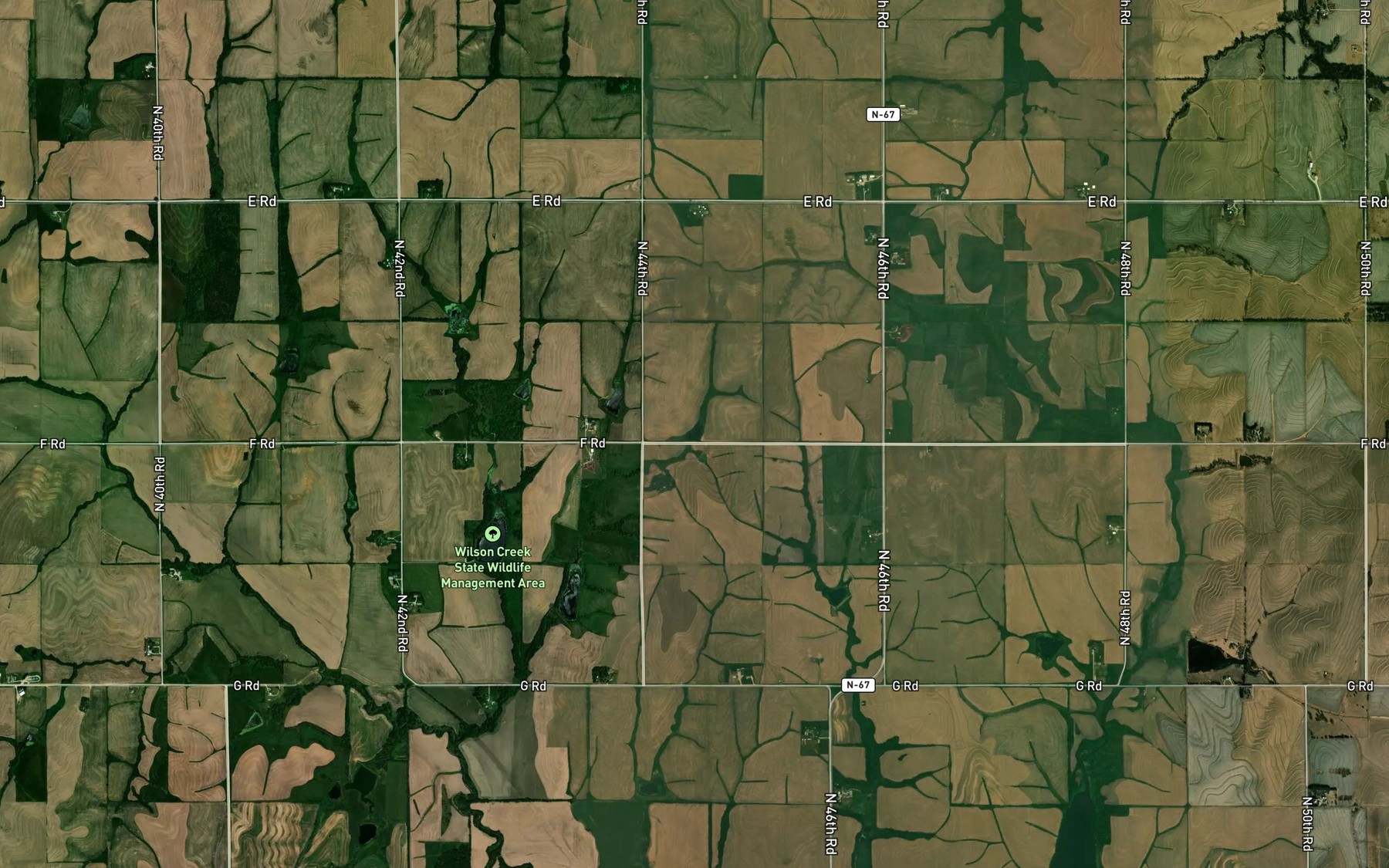 Satellite map of the Wilson Creek Reservoir 2-27