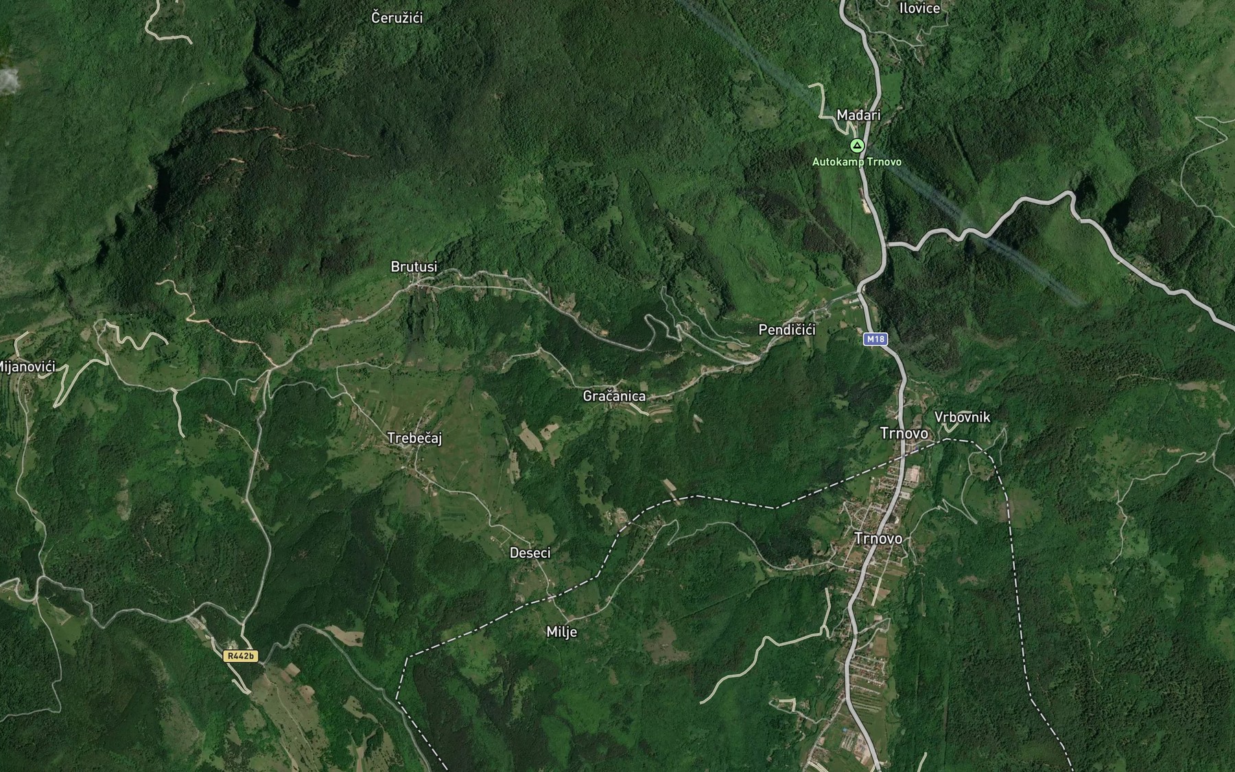 Satellite map of the Trebecajski Potok
