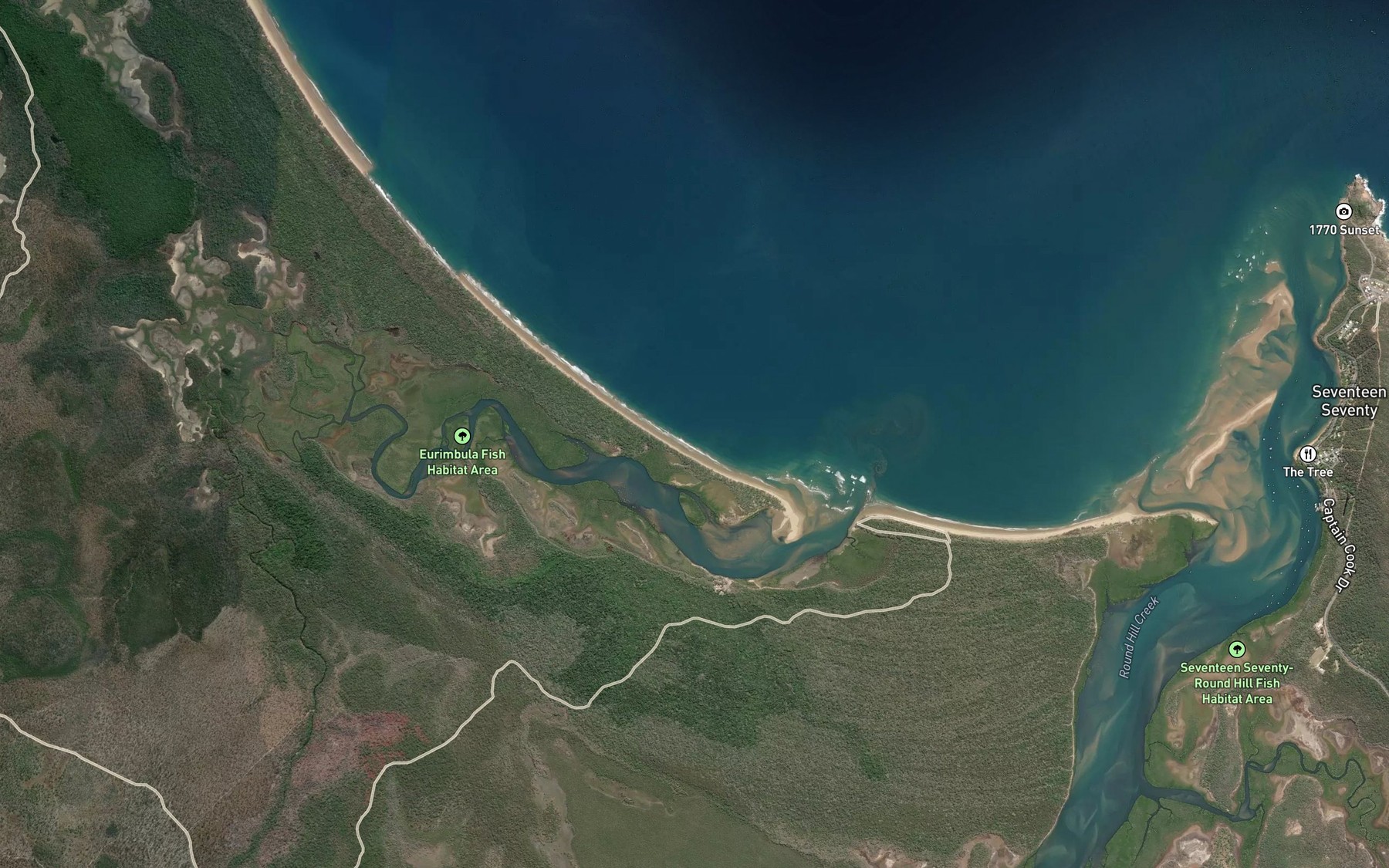 Satellite map of the Eurimbula Creek