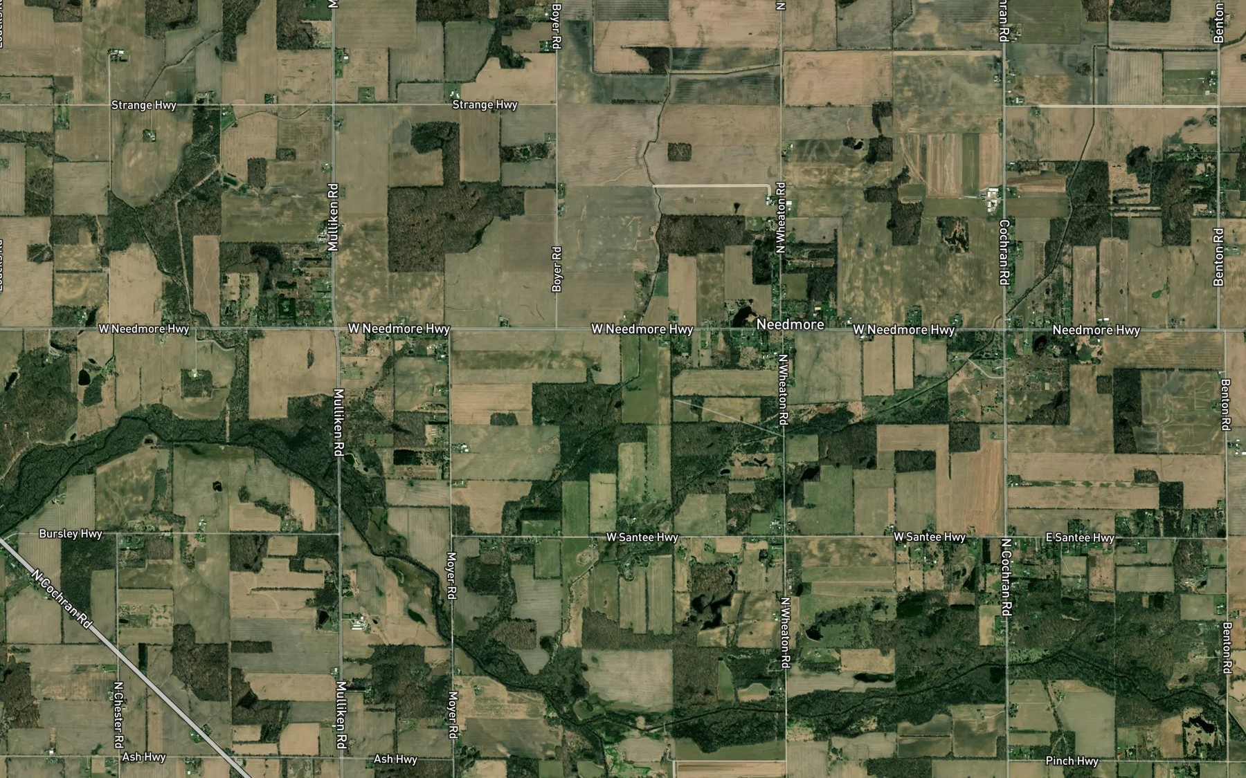 Satellite map of the Cole Wright Helms Drain