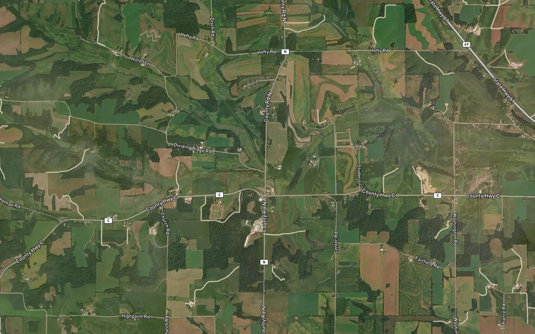 Satellite map of the Center Branch Hefty Creek