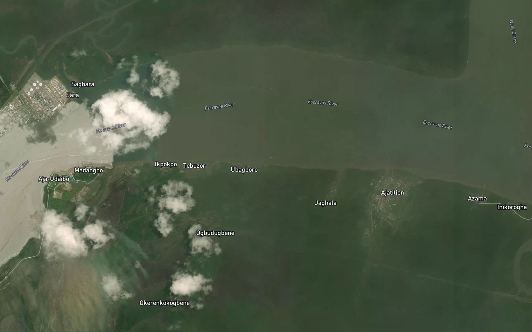 Satellite map of the Remure Creek