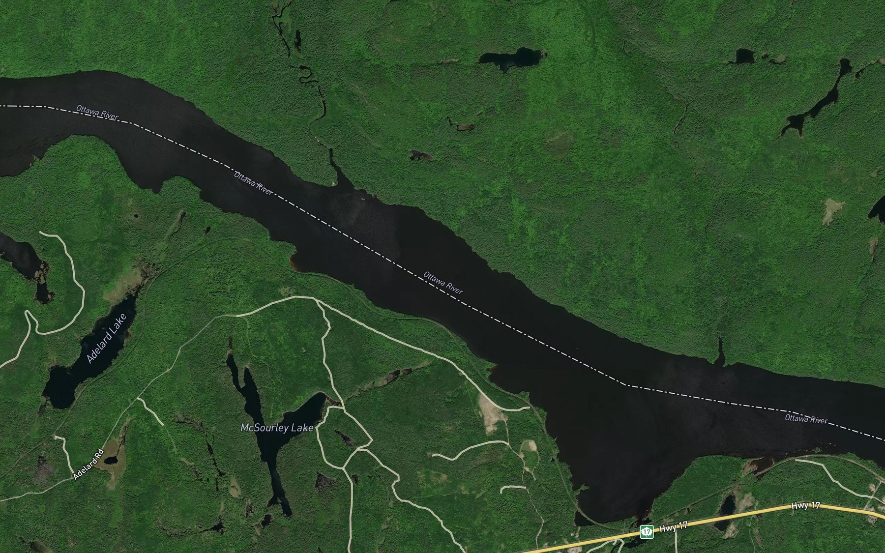 Satellite map of the McSourley Creek
