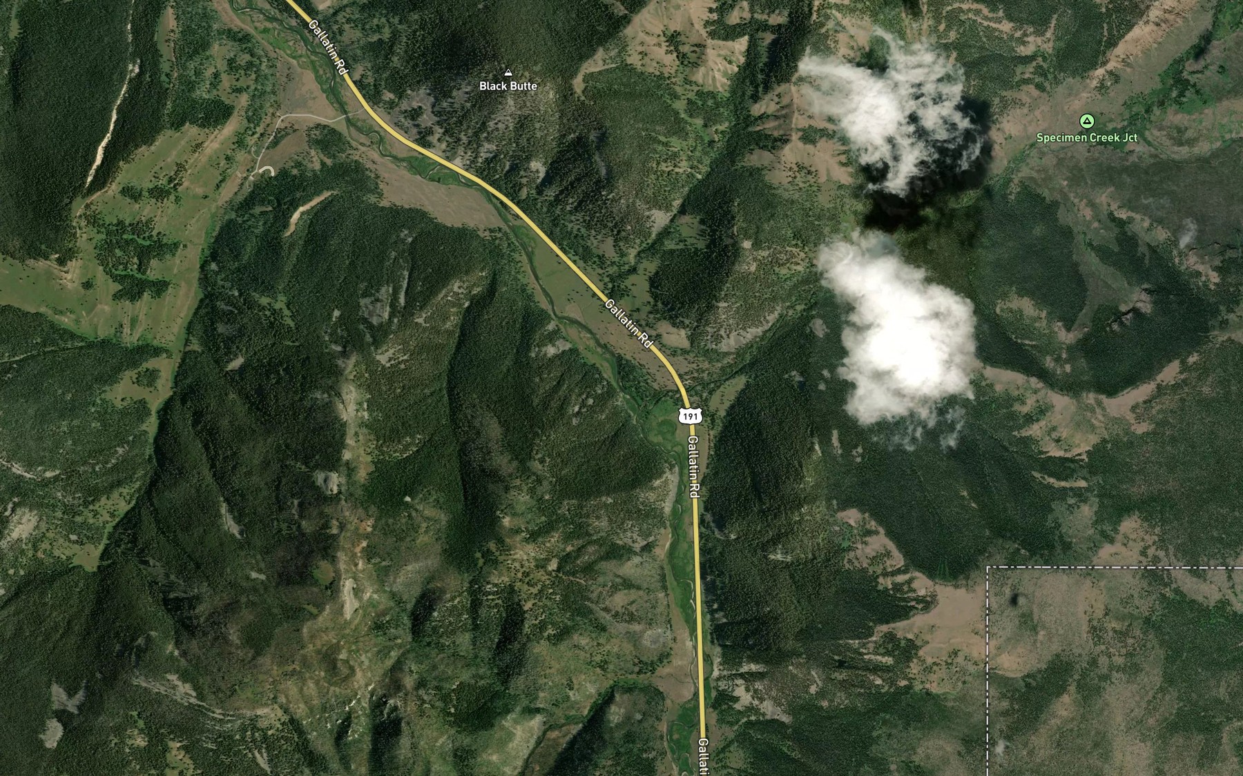 Satellite map of the Specimen Creek