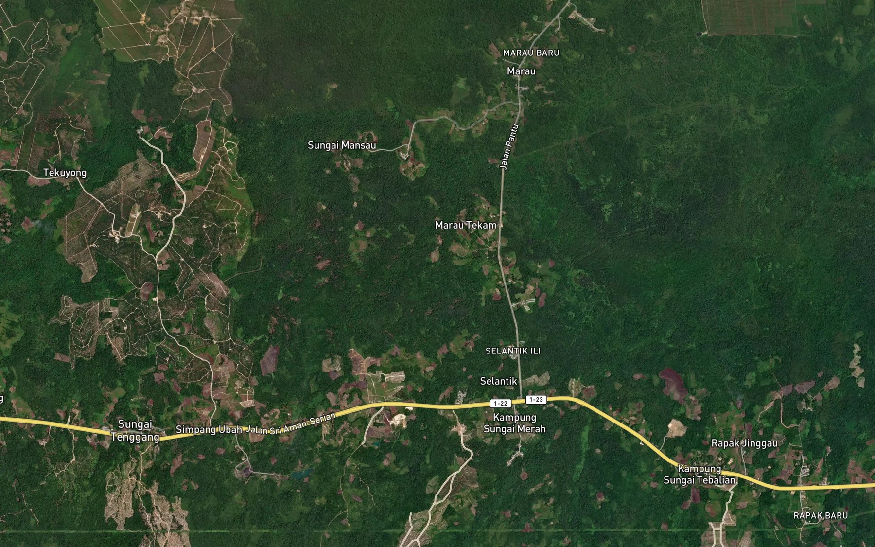 Satellite map of the Sungai Silantek Kanan