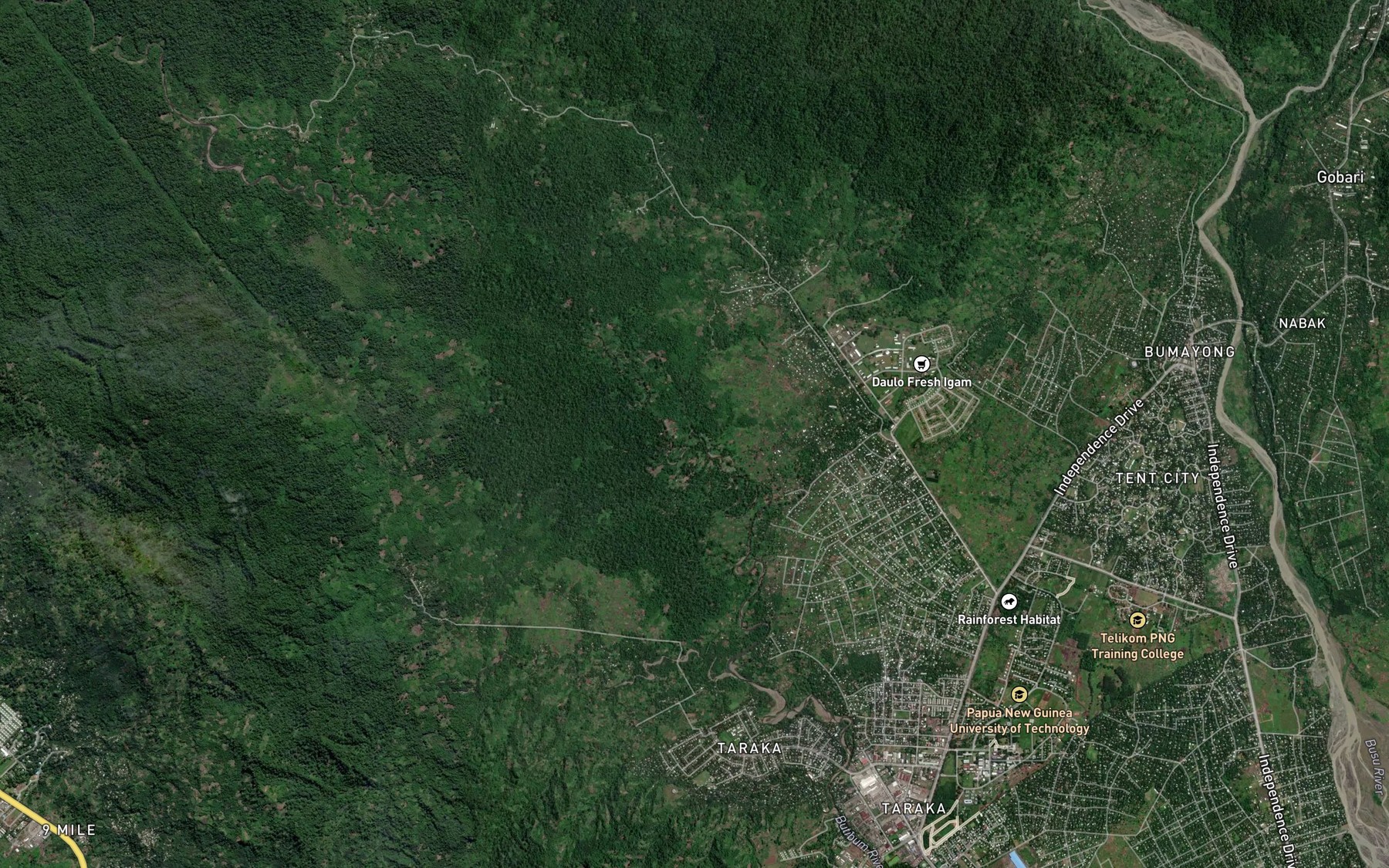 Satellite map of the Bumbubu River