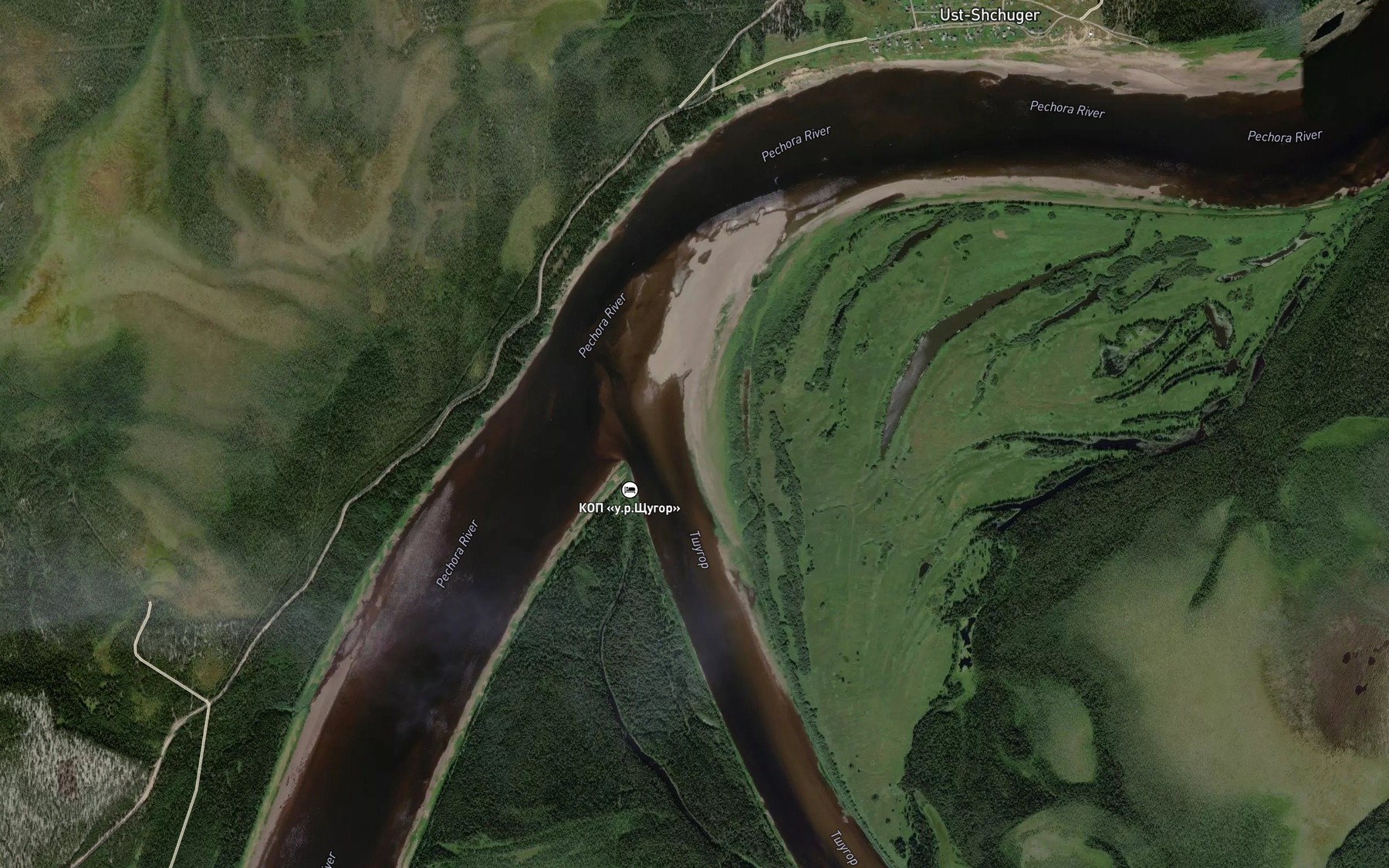 Satellite map of the Shchuger