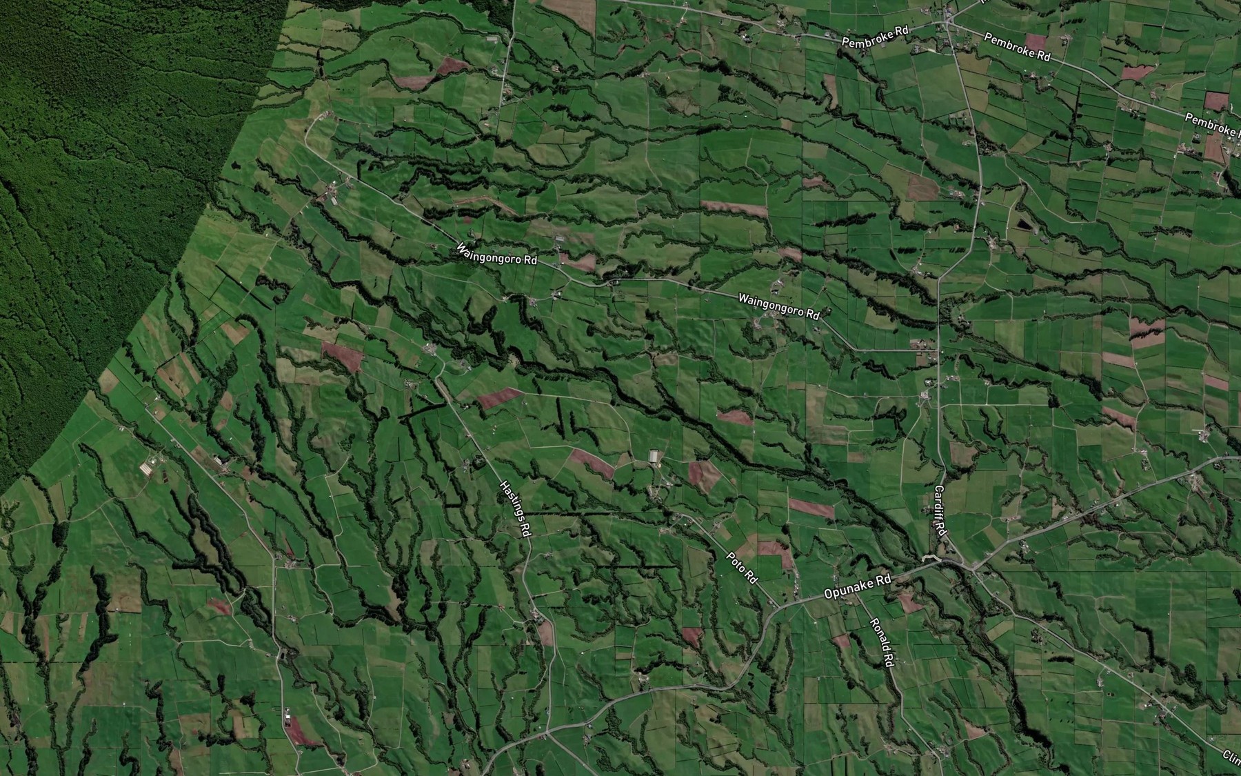 Satellite map of the Waingongoro River