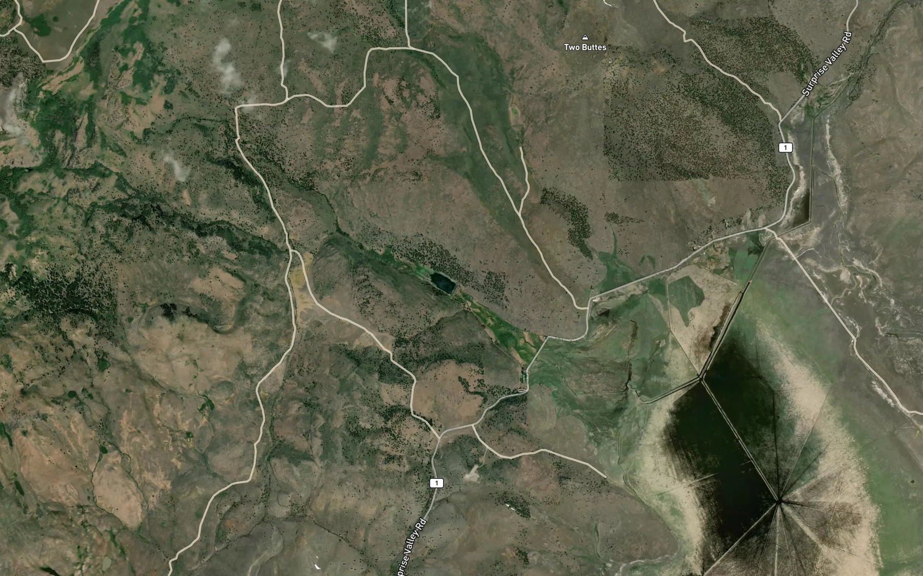 Satellite map of the Schadler Reservoir