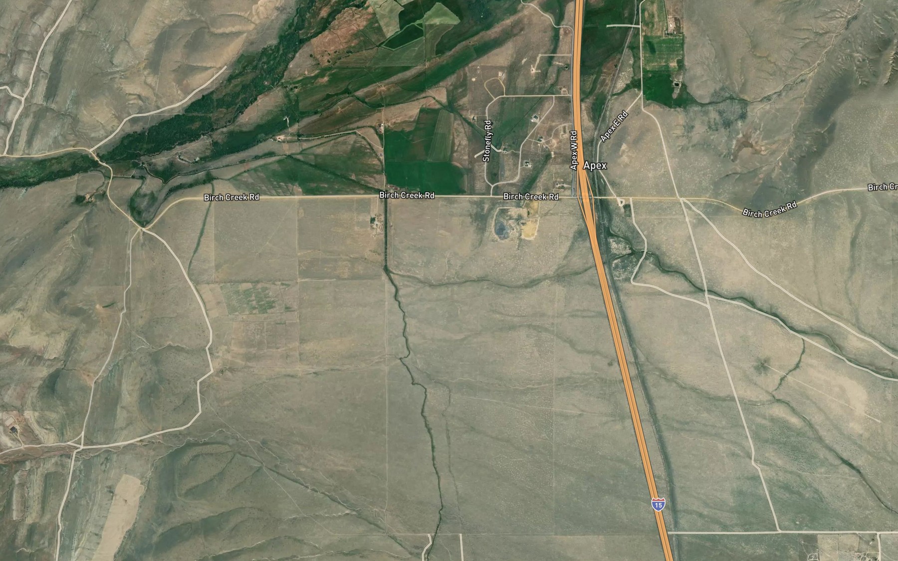 Satellite map of the Willow Creek Ditch