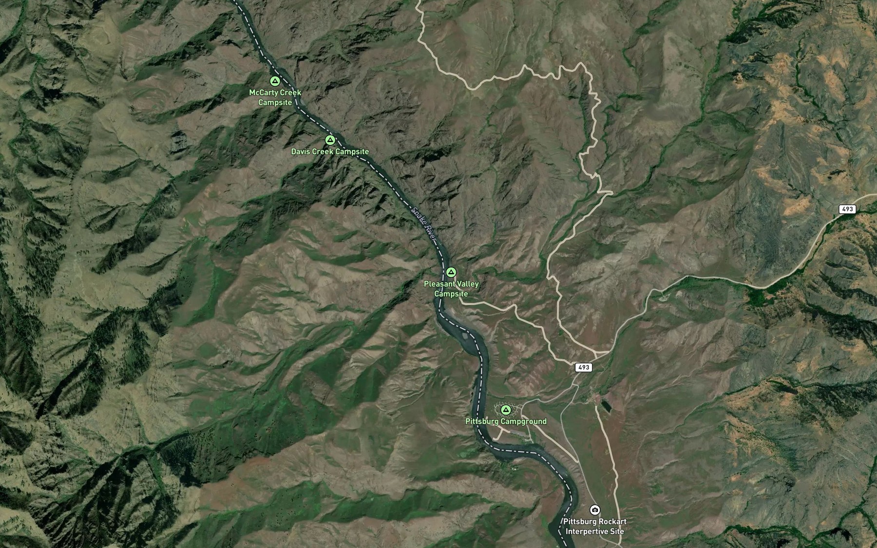 Satellite map of the Pleasant Valley Creek