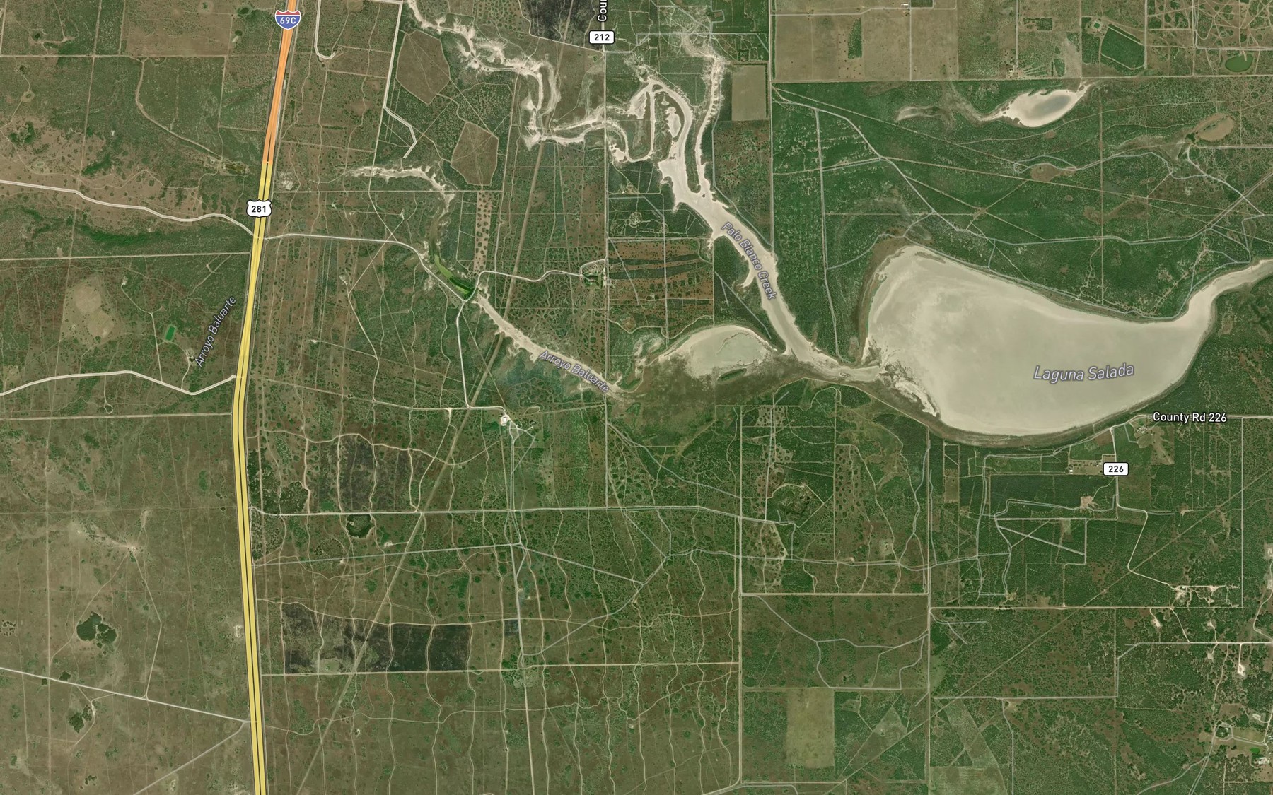 Satellite map of the Arroyo Baluarte