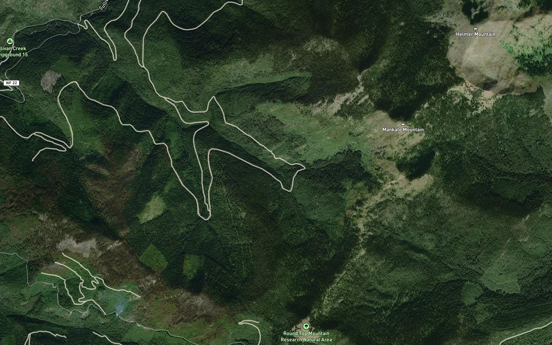 Satellite map of the Ace Creek