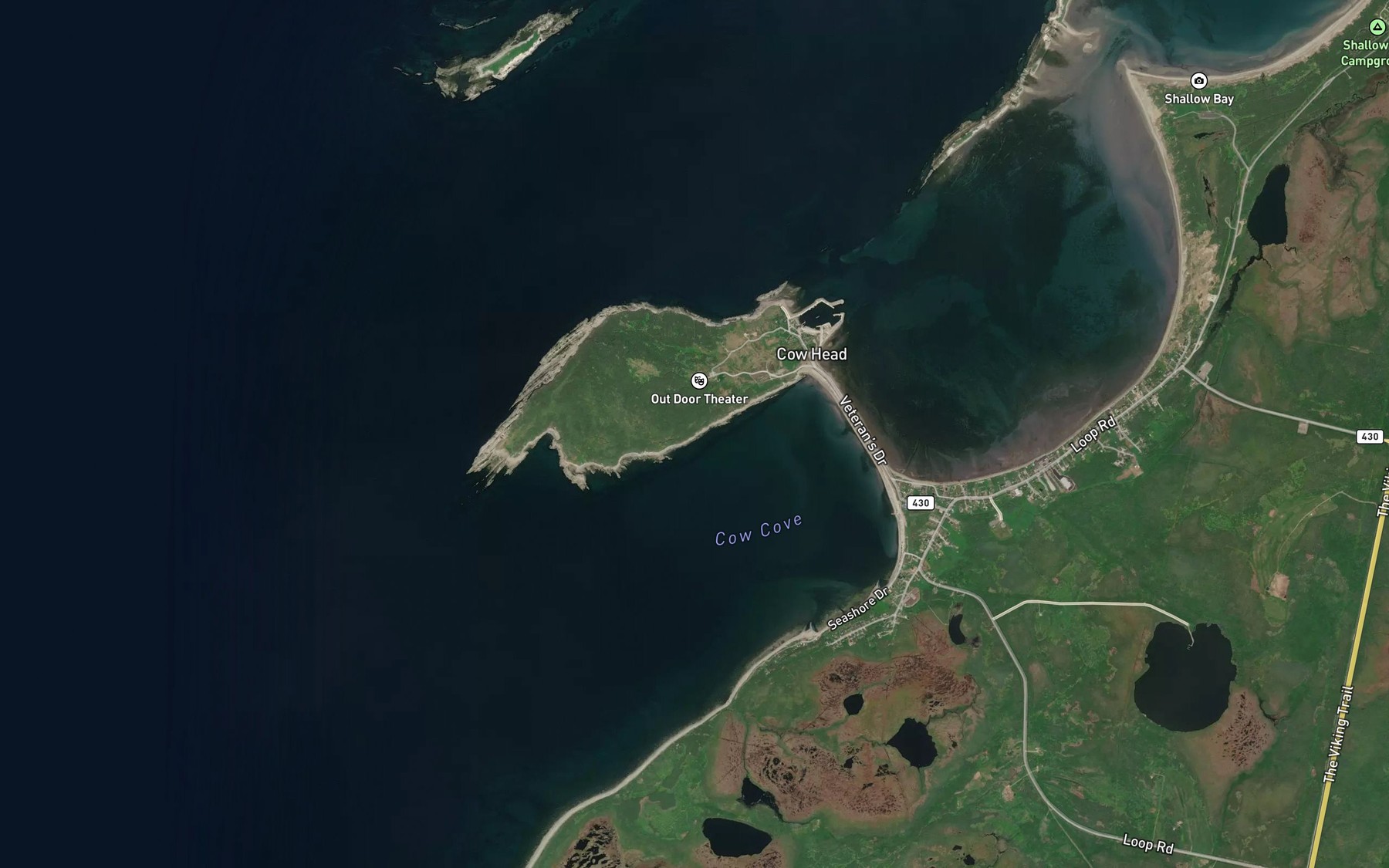 Satellite map of the Cow Cove