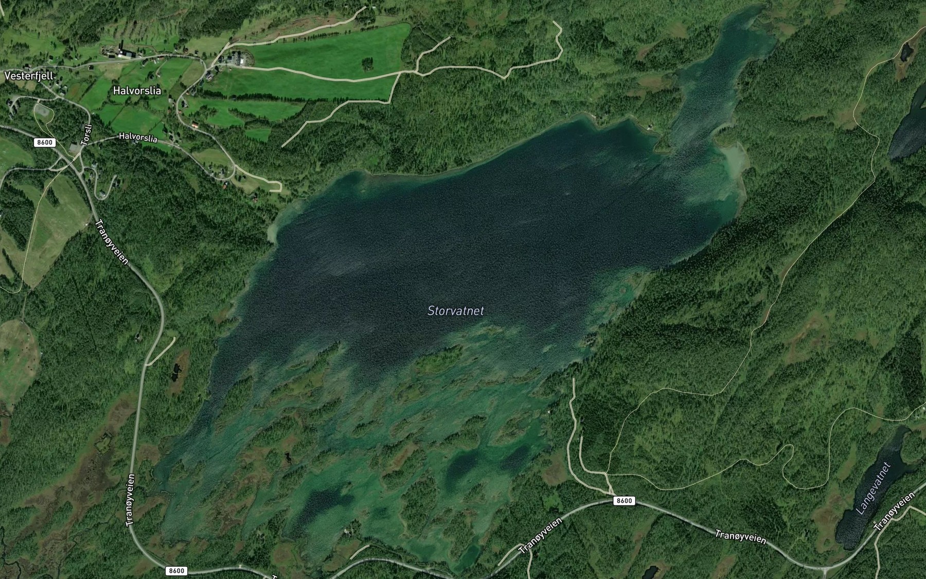 Satellite map of the Storvatnet