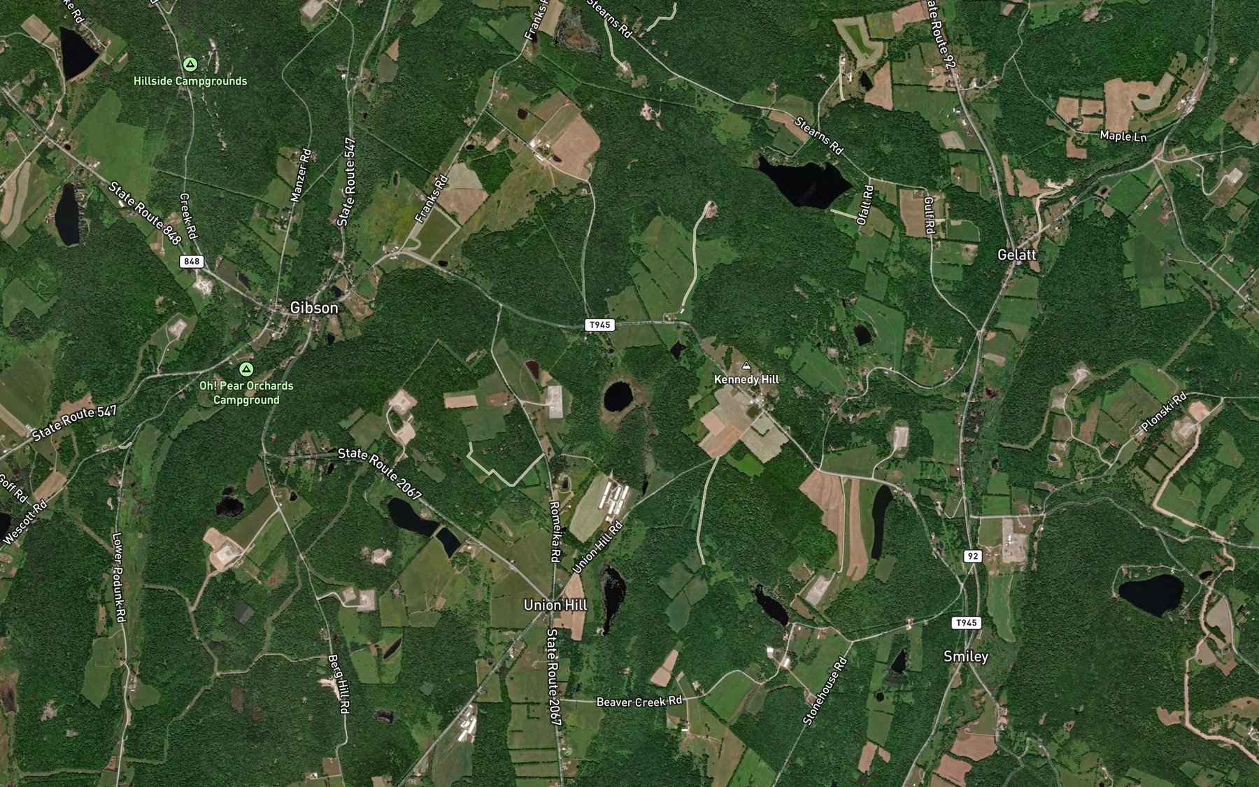 Satellite map of the Potter Lake