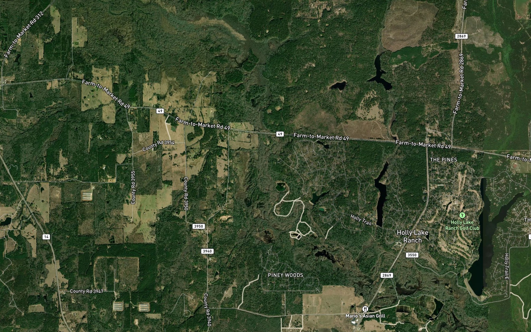 Satellite map of the Mulberry Creek