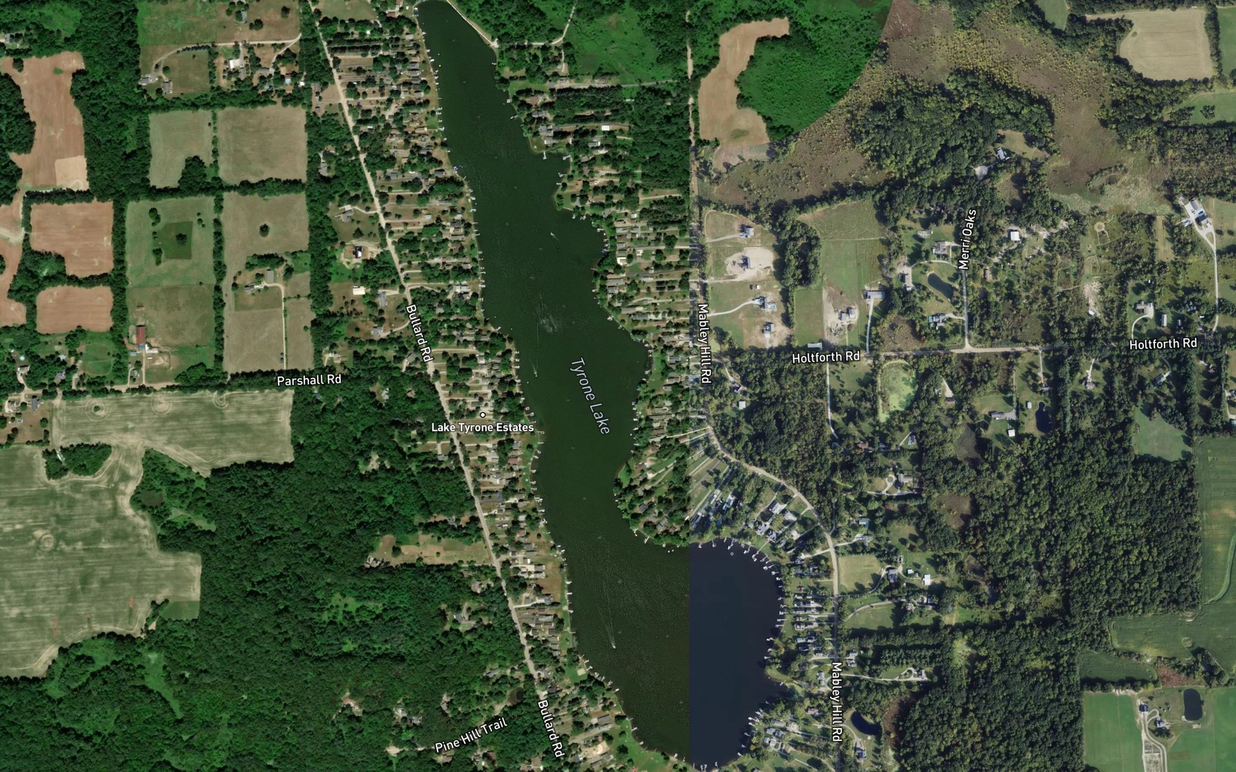 Satellite map of the Tyrone Lake
