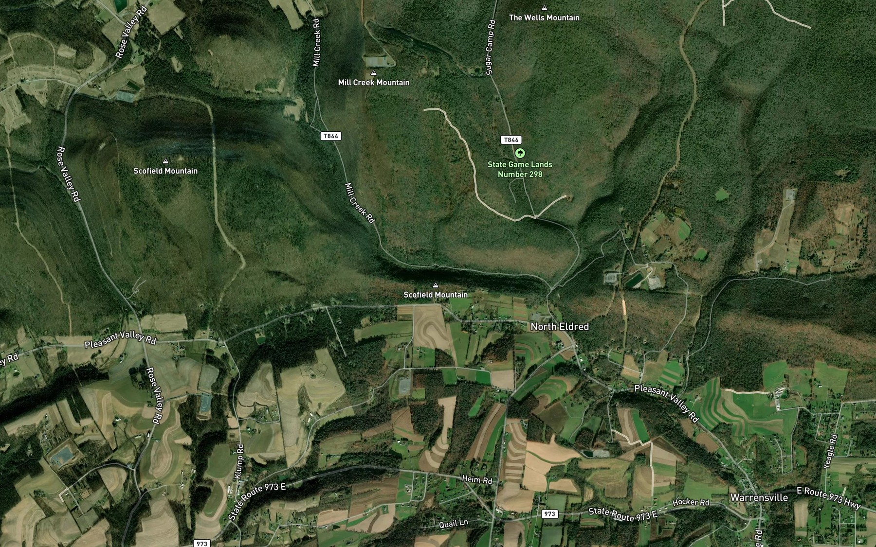 Satellite map of the Martins Run