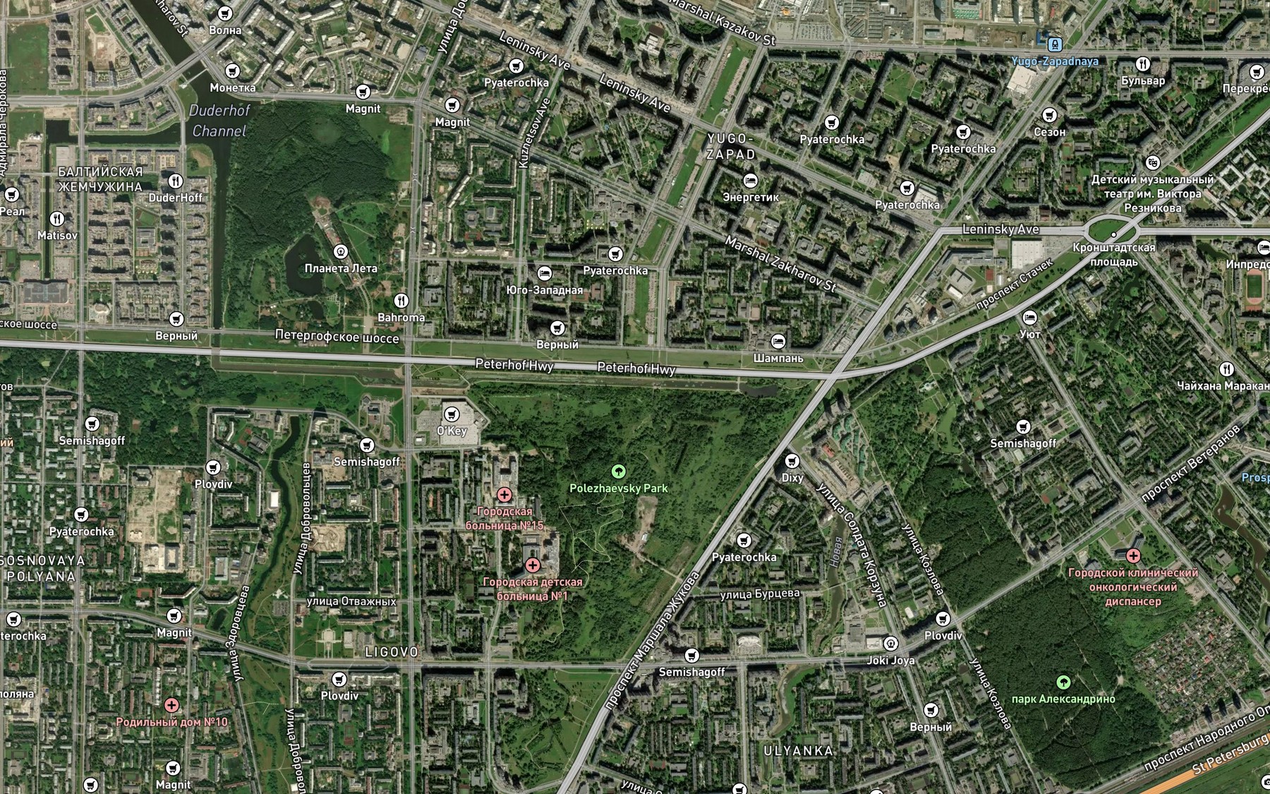 Satellite map of the Dudergofka
