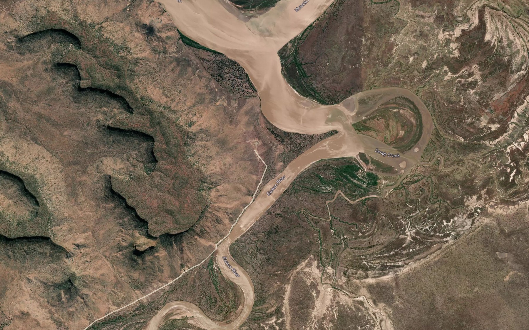 Satellite map of the Alpha Creek